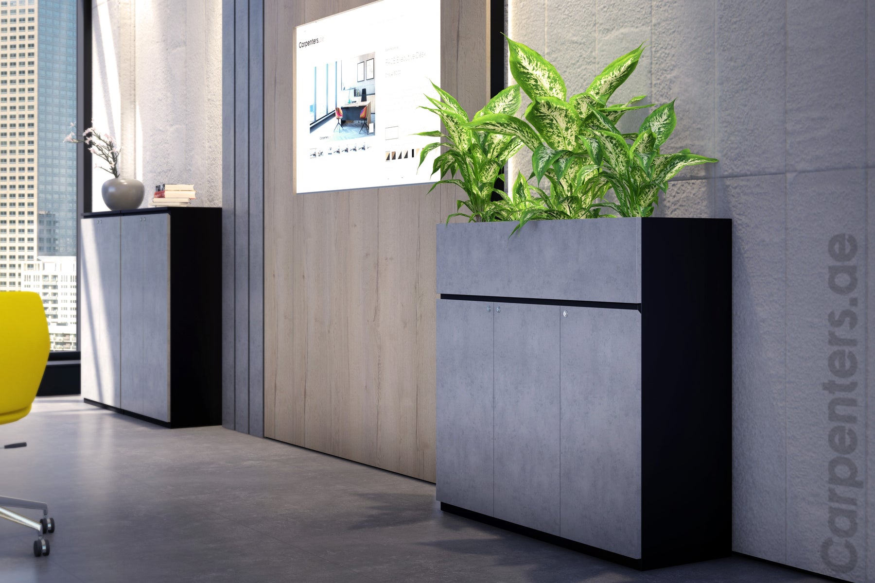 FACE Mid-height filing cabinet with Planter
