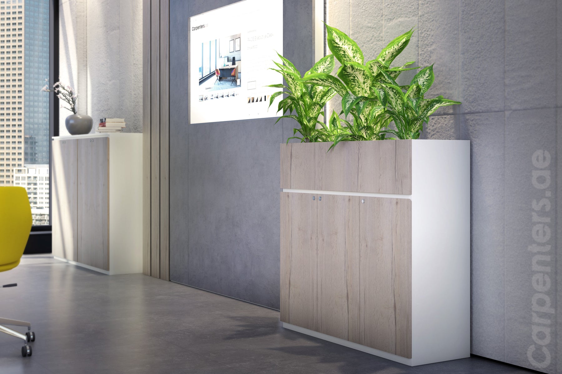 FACE Mid-height filing cabinet with Planter