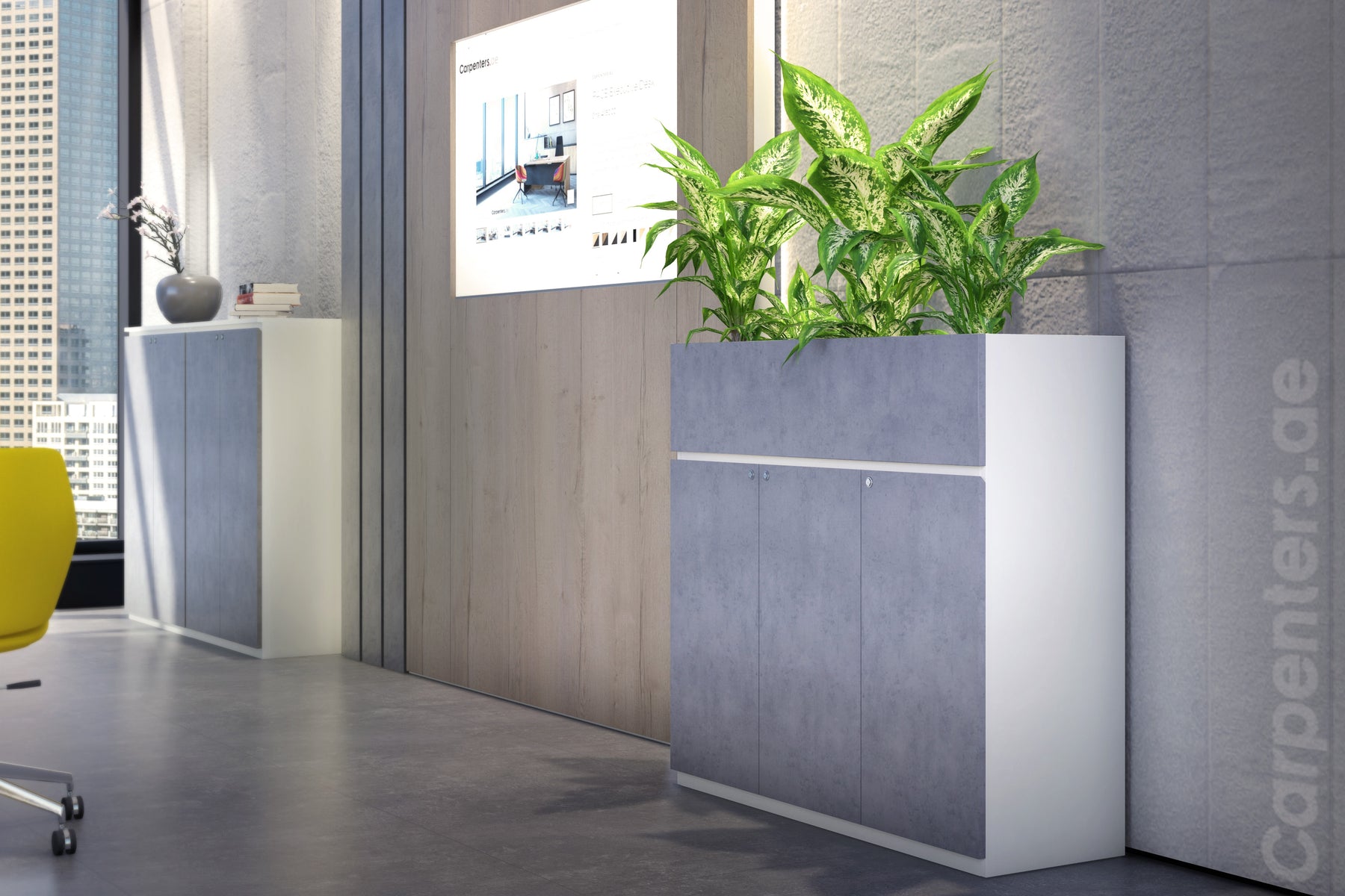 FACE Mid-height filing cabinet with Planter