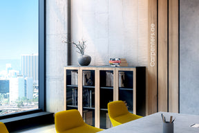 FACE Mid-height filing cabinet - Glass Shutter