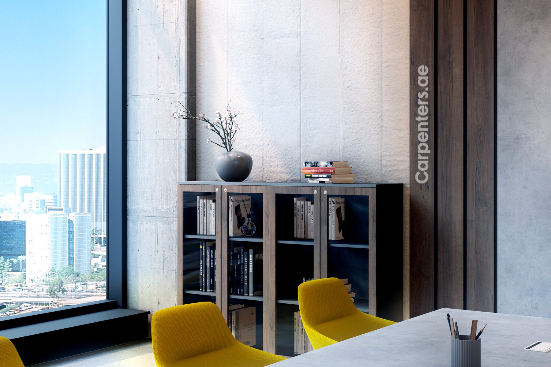 FACE Mid-height filing cabinet - Glass Shutter