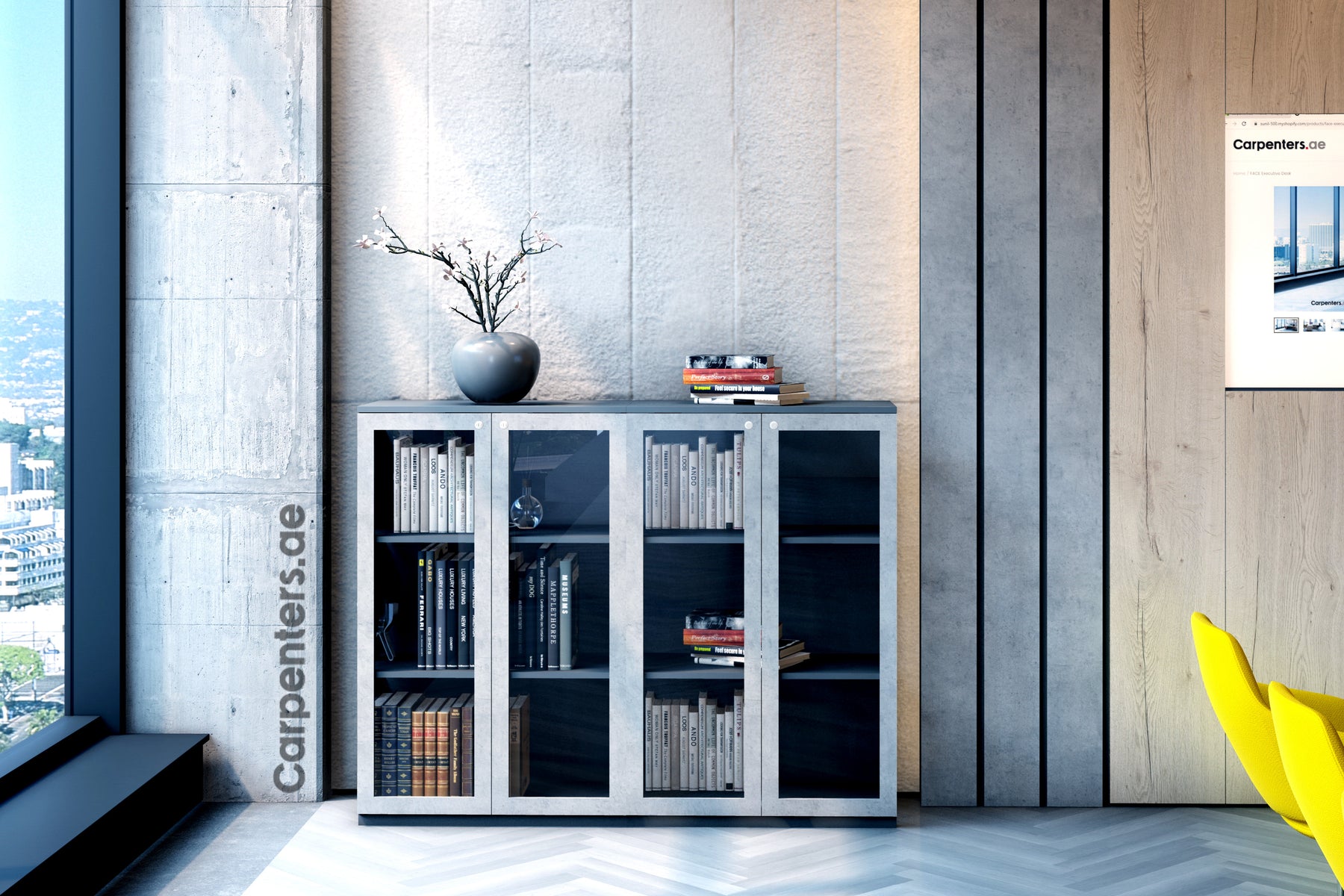 FACE Mid-height filing cabinet - Glass Shutter