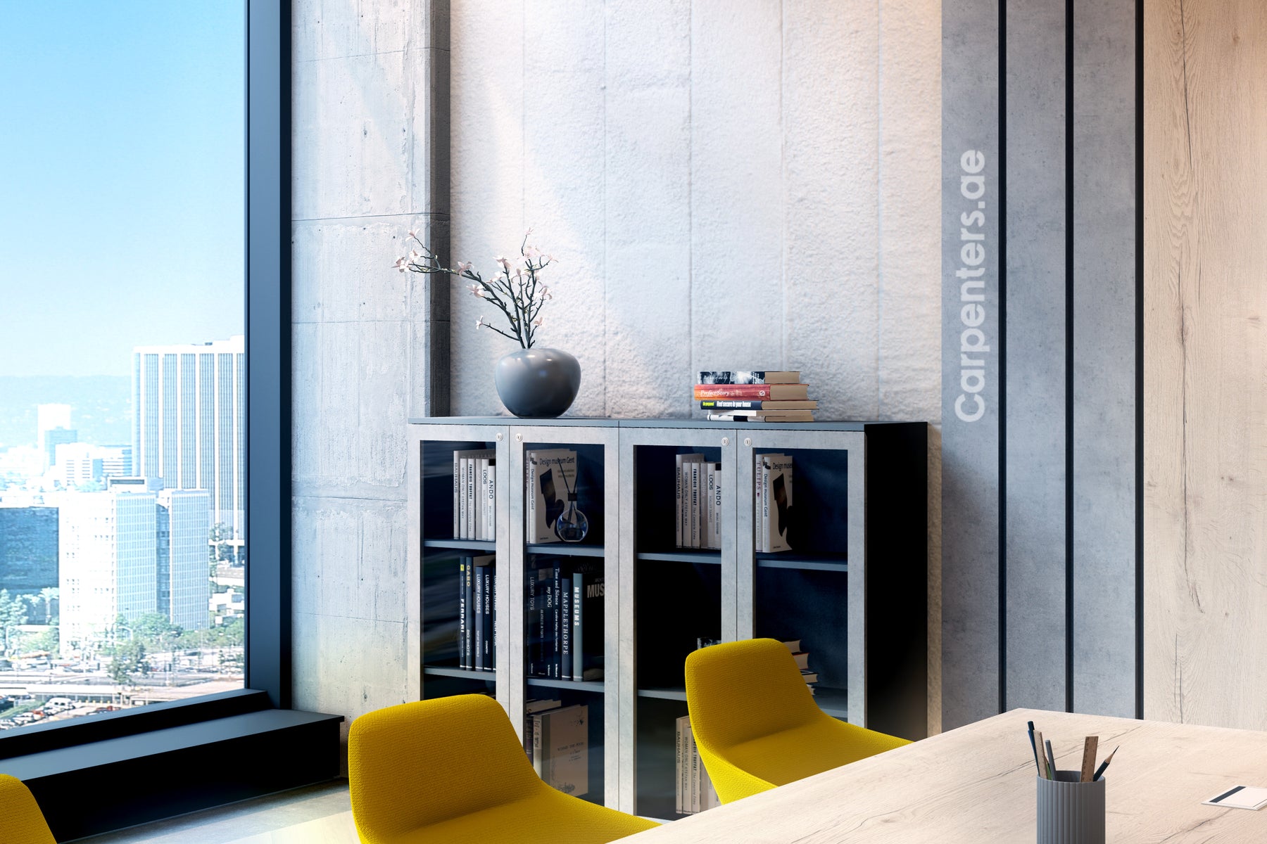 FACE Mid-height filing cabinet - Glass Shutter