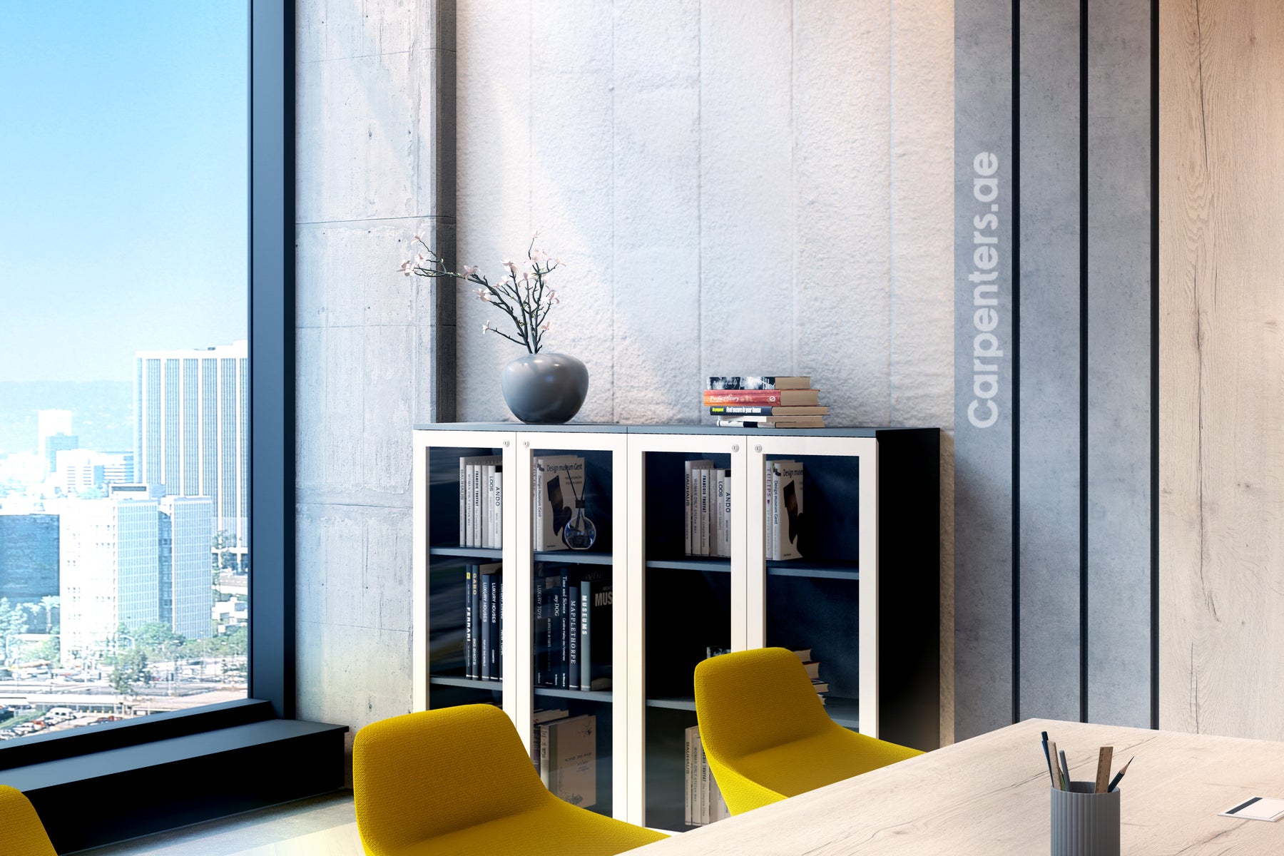 FACE Mid-height filing cabinet - Glass Shutter