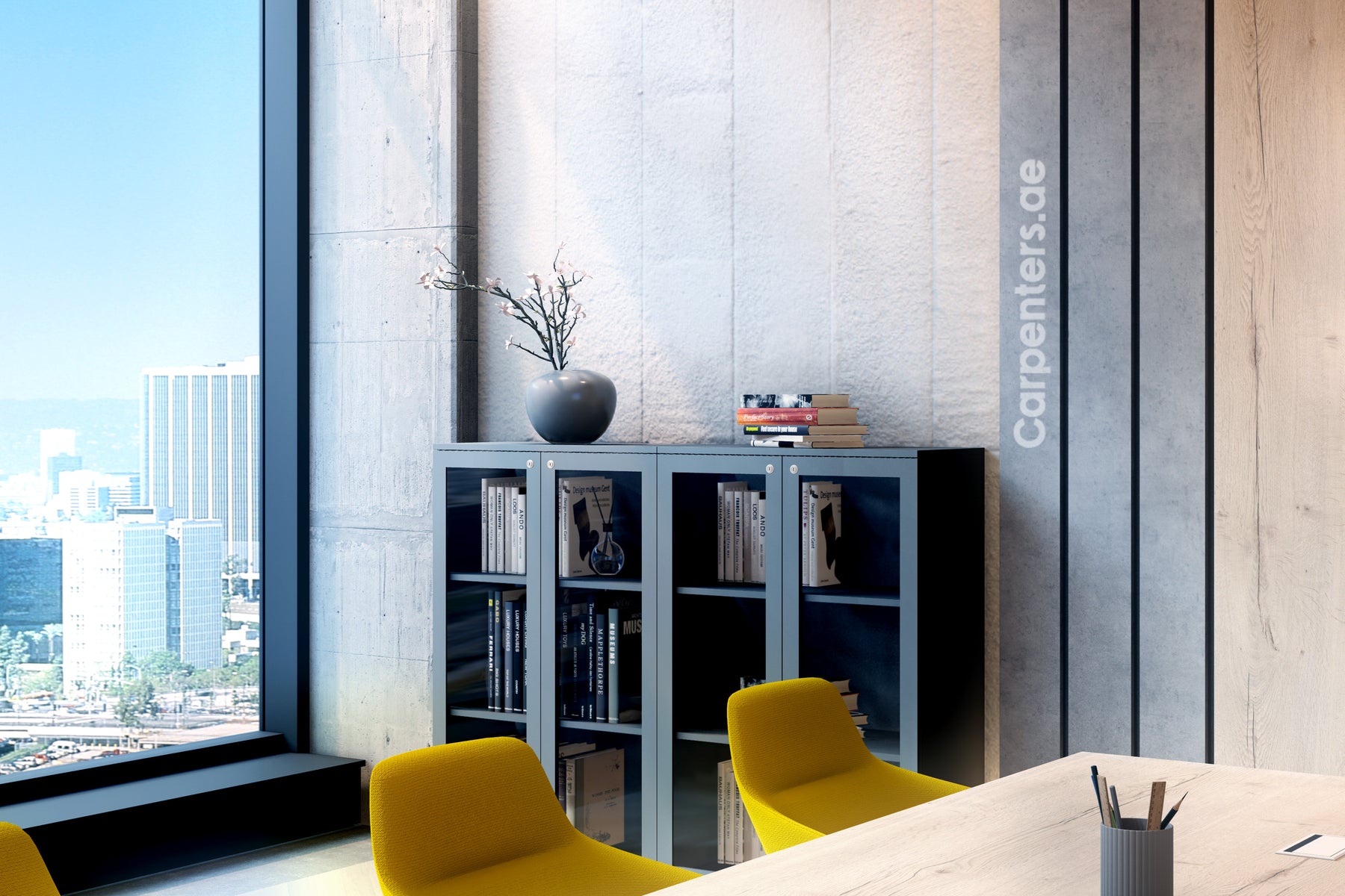 FACE Mid-height filing cabinet - Glass Shutter