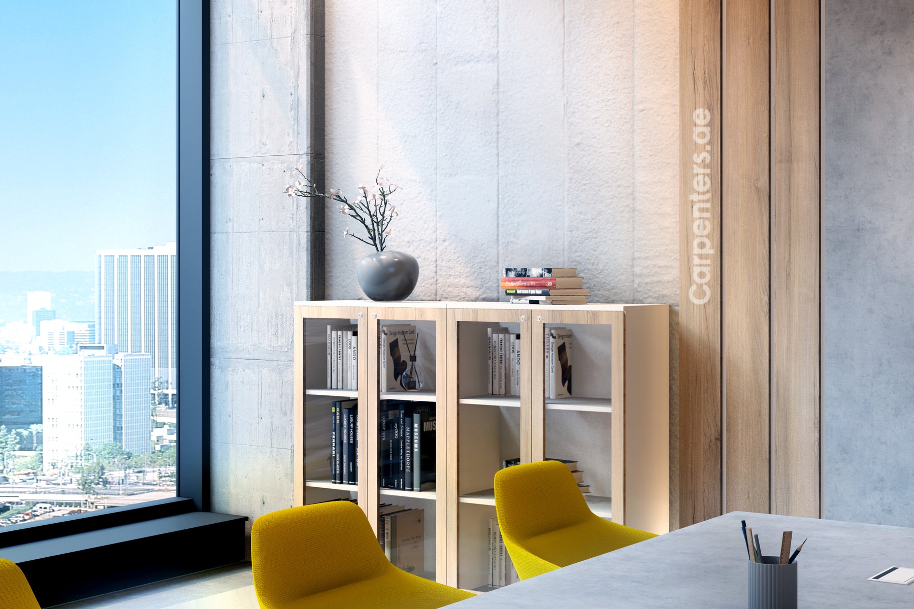 FACE Mid-height filing cabinet - Glass Shutter