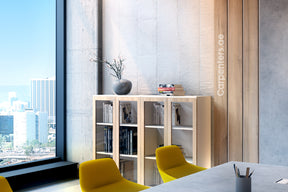 FACE Mid-height filing cabinet - Glass Shutter