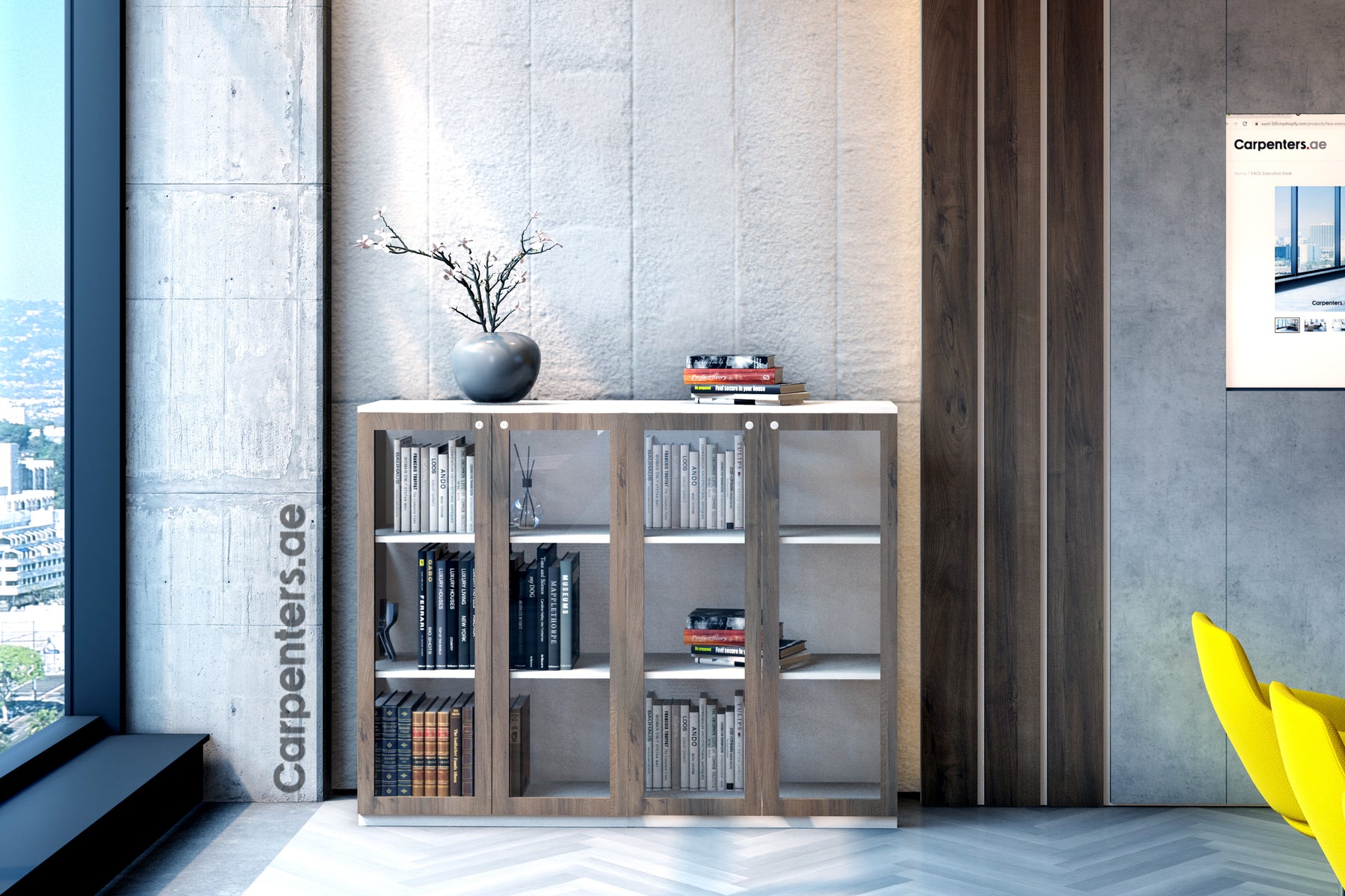 FACE Mid-height filing cabinet - Glass Shutter