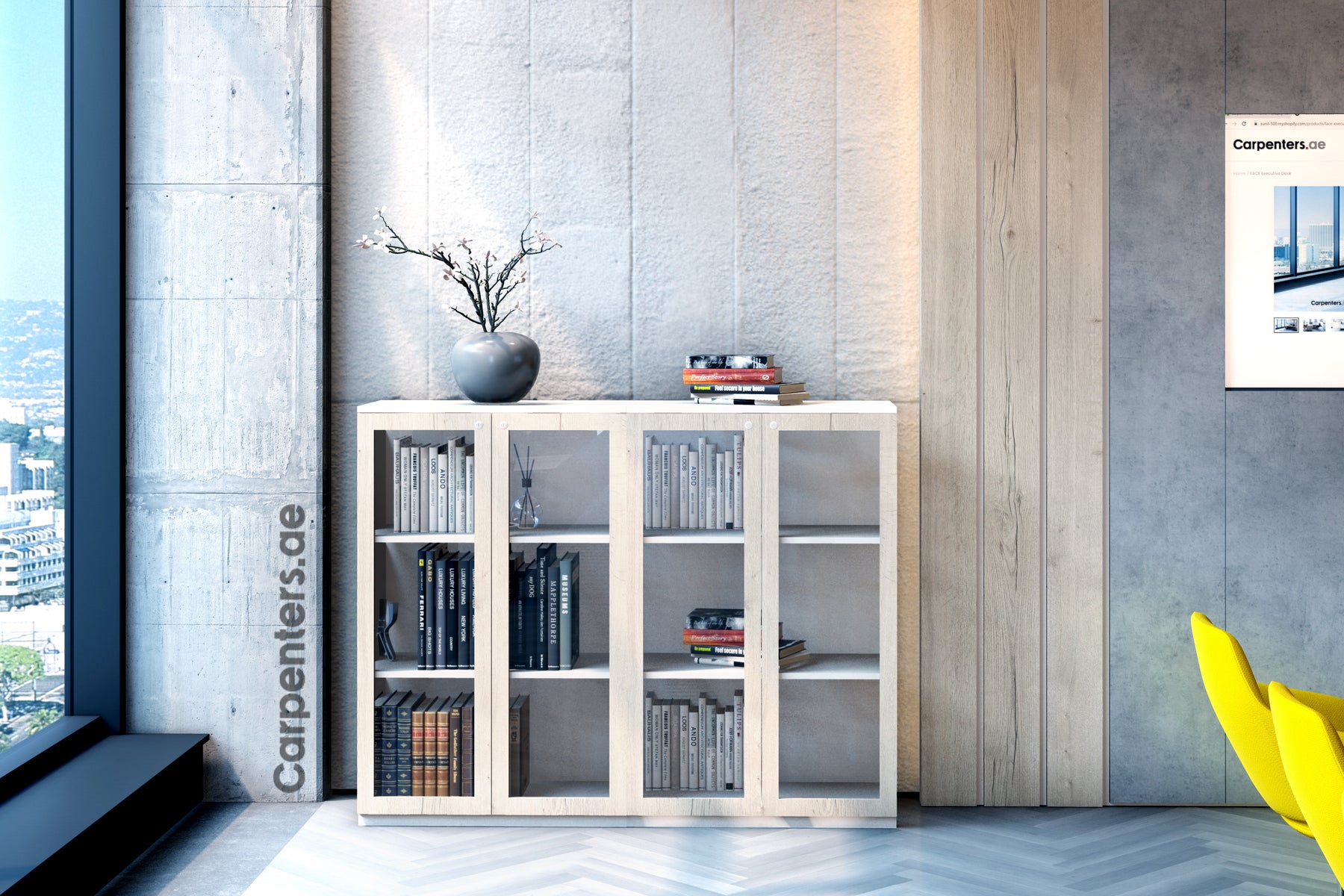 FACE Mid-height filing cabinet - Glass Shutter