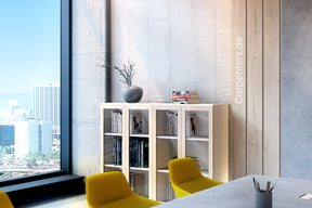 FACE Mid-height filing cabinet - Glass Shutter