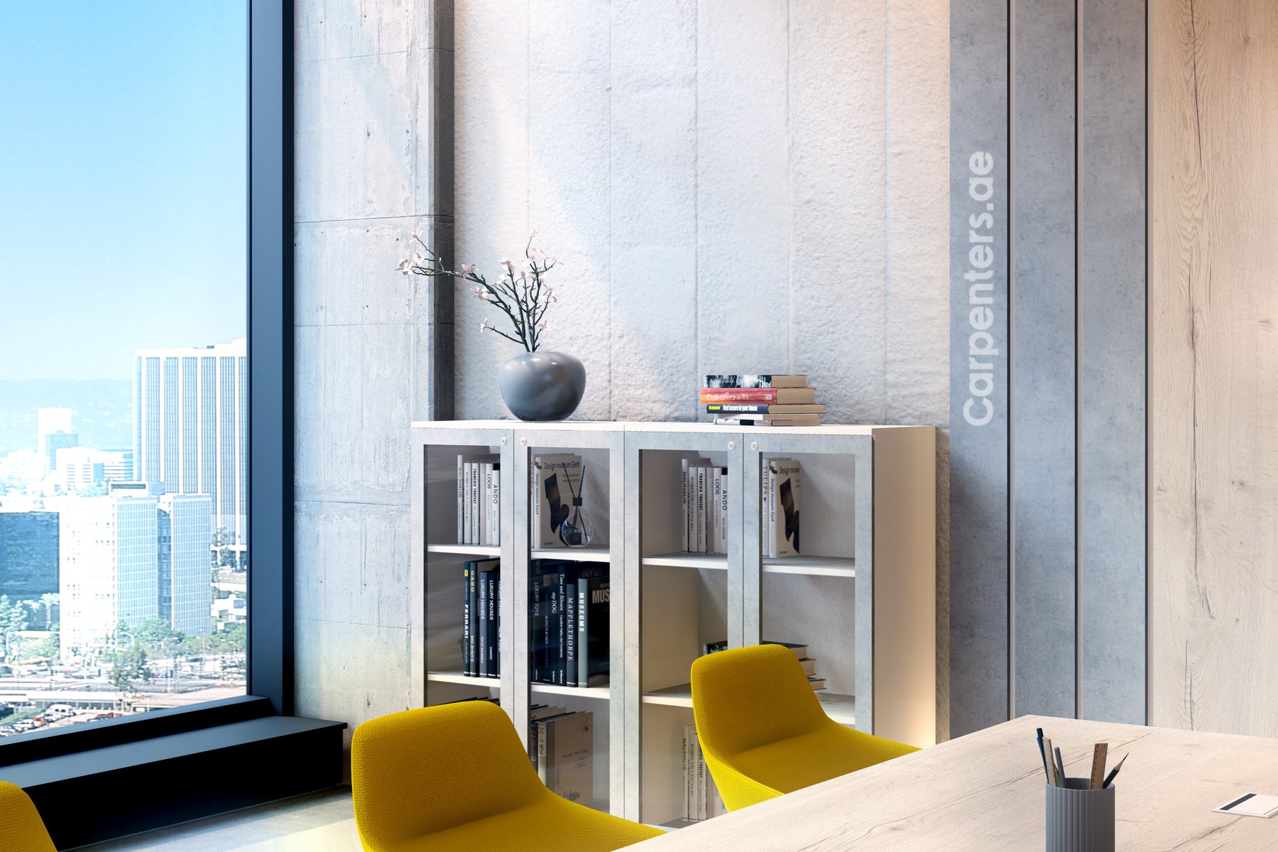 FACE Mid-height filing cabinet - Glass Shutter