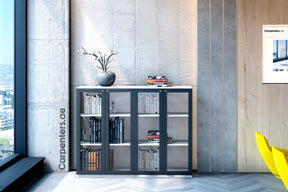 FACE Mid-height filing cabinet - Glass Shutter