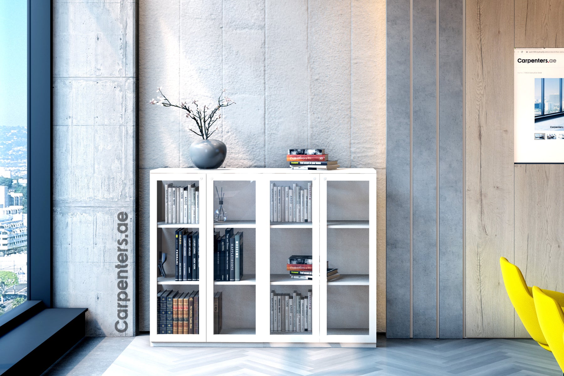 FACE Mid-height filing cabinet - Glass Shutter