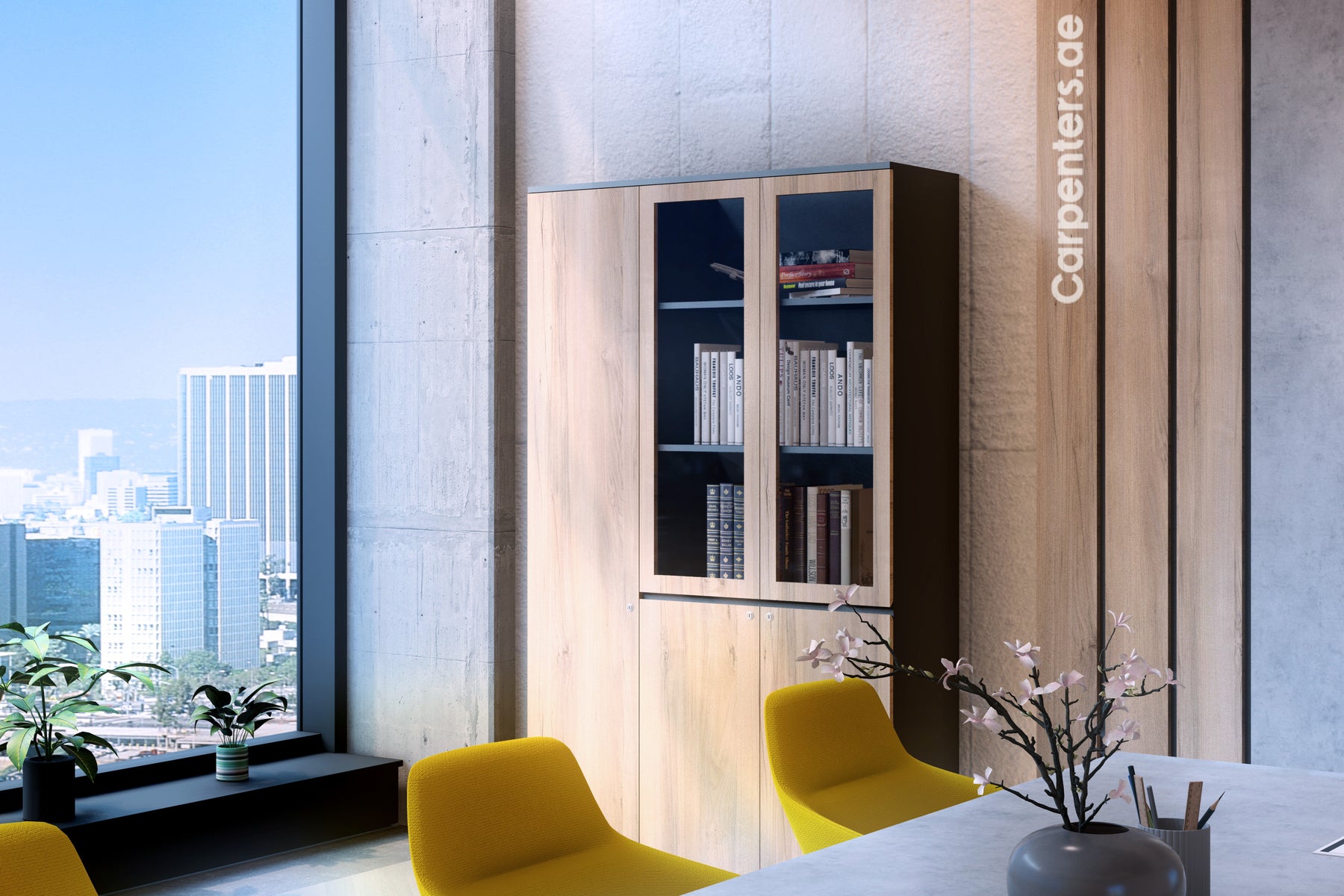 FACE Full-height filing cabinet - 2x Half Glass & half shutter+ 1x Full shutter