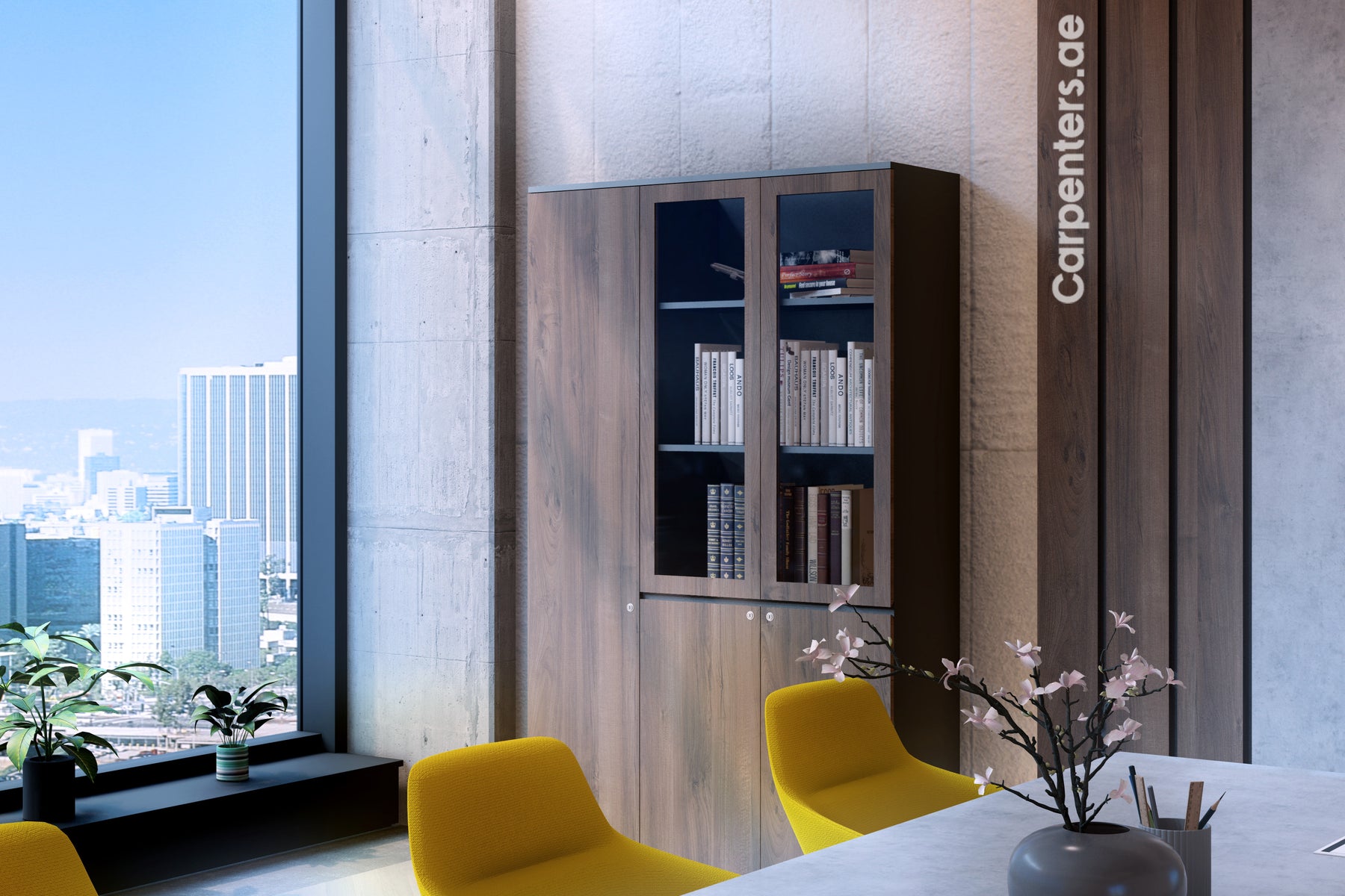 FACE Full-height filing cabinet - 2x Half Glass & half shutter+ 1x Full shutter
