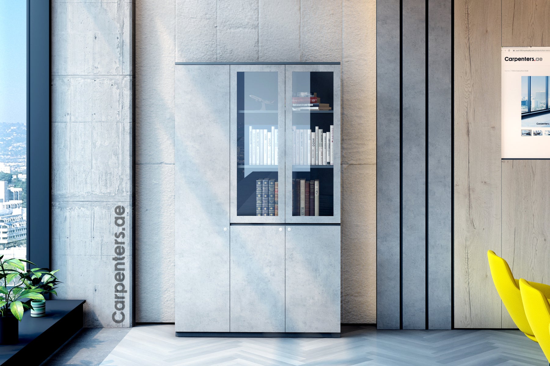 FACE Full-height filing cabinet - 2x Half Glass & half shutter+ 1x Full shutter