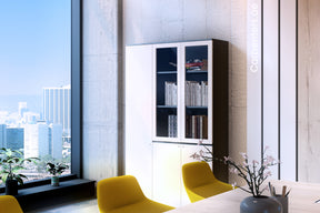 FACE Full-height filing cabinet - 2x Half Glass & half shutter+ 1x Full shutter
