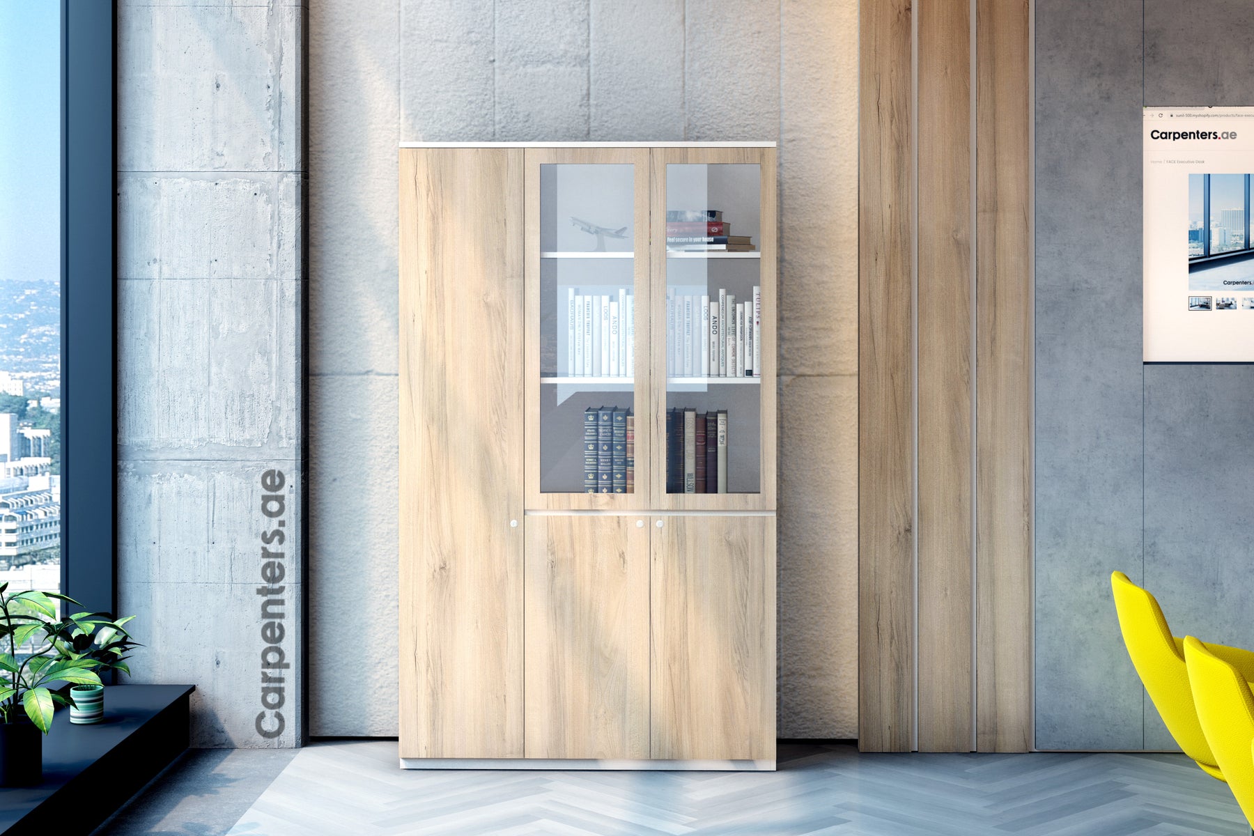 FACE Full-height filing cabinet - 2x Half Glass & half shutter+ 1x Full shutter