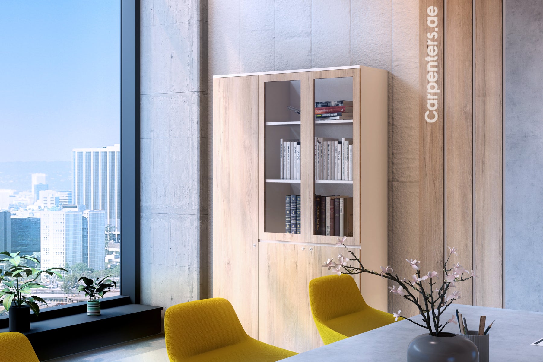 FACE Full-height filing cabinet - 2x Half Glass & half shutter+ 1x Full shutter