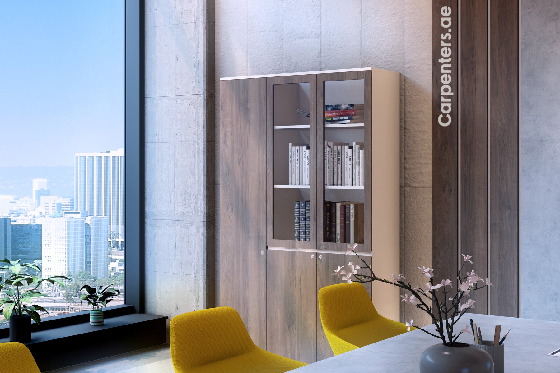 FACE Full-height filing cabinet - 2x Half Glass & half shutter+ 1x Full shutter