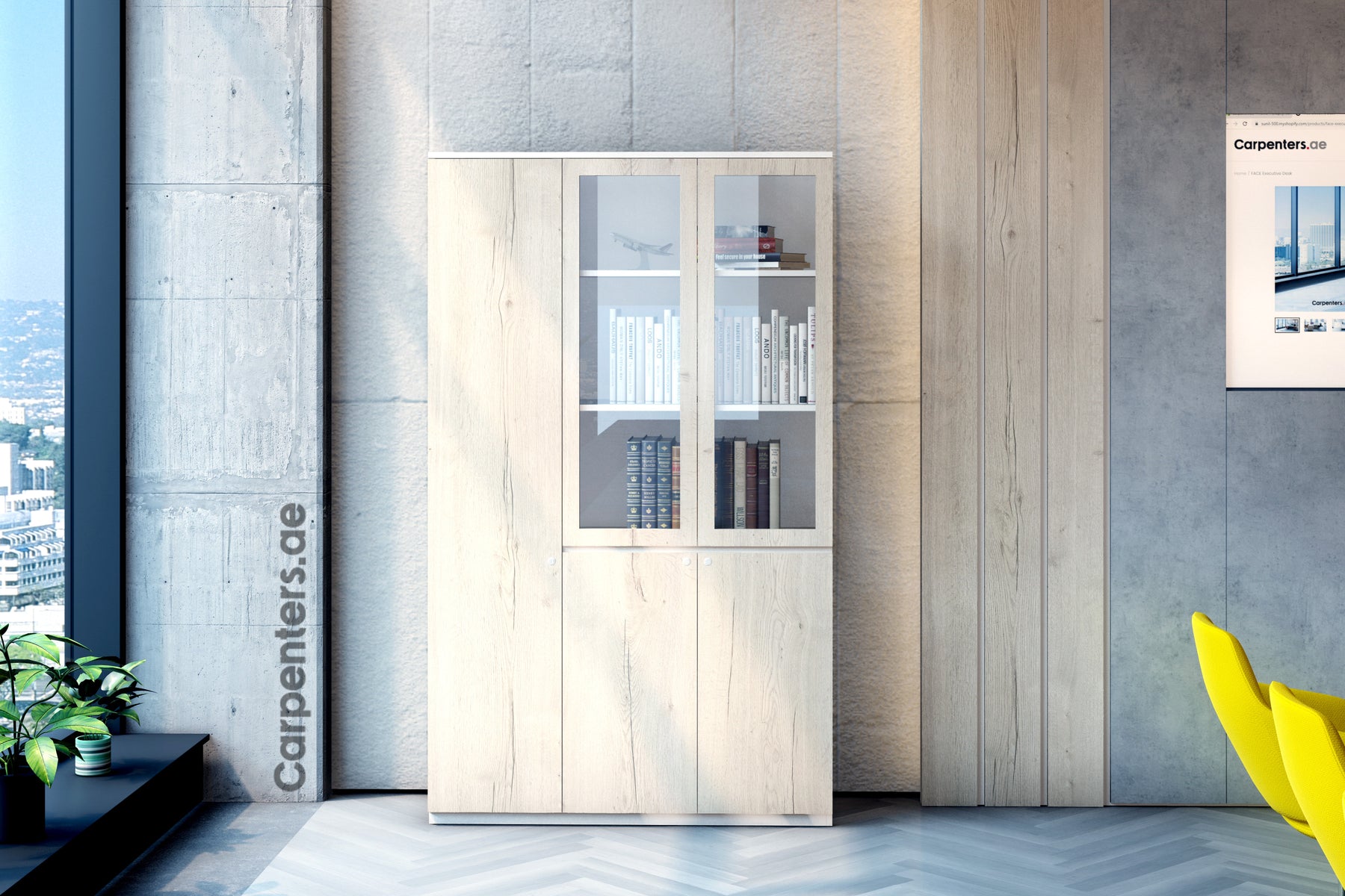 FACE Full-height filing cabinet - 2x Half Glass & half shutter+ 1x Full shutter