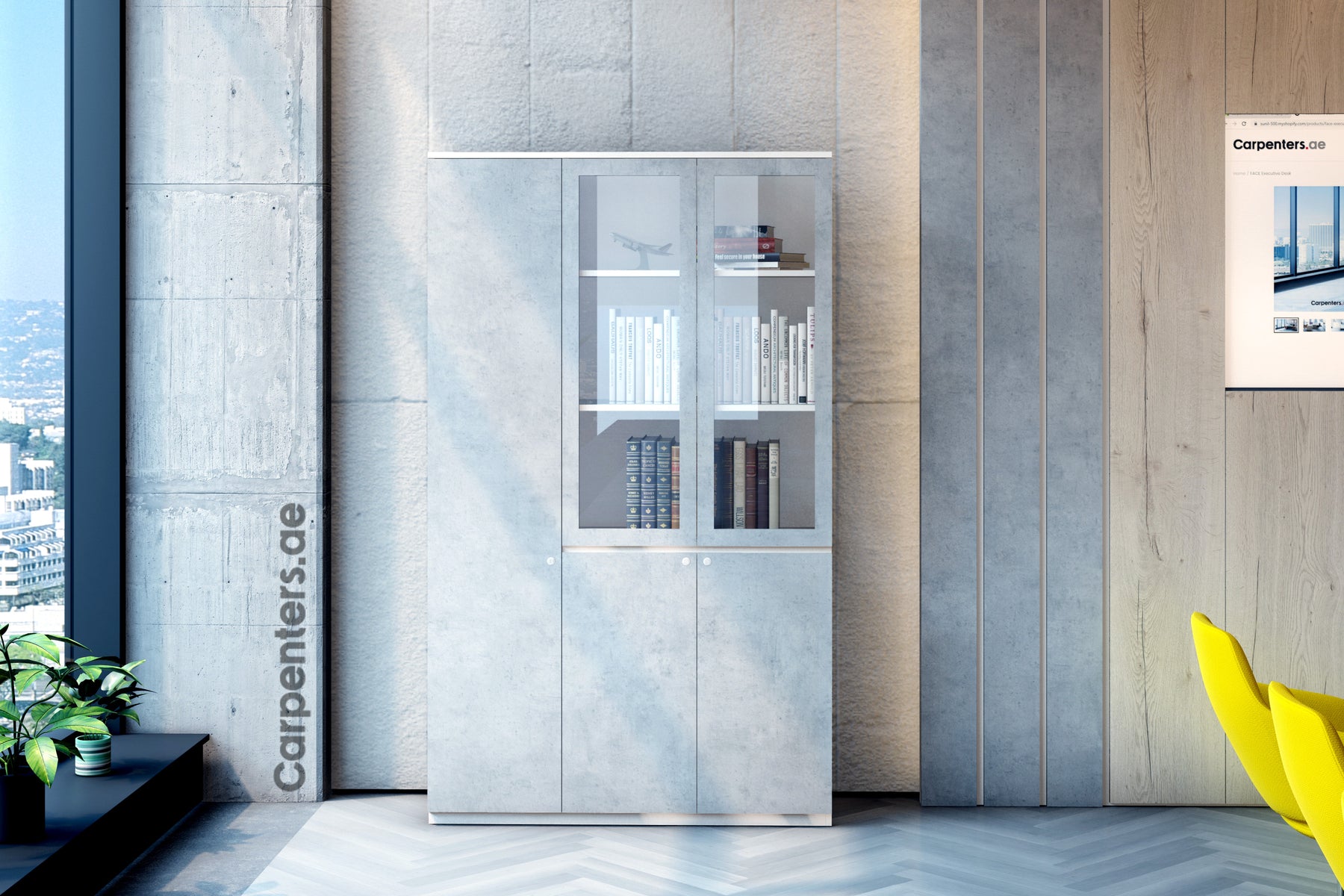 FACE Full-height filing cabinet - 2x Half Glass & half shutter+ 1x Full shutter