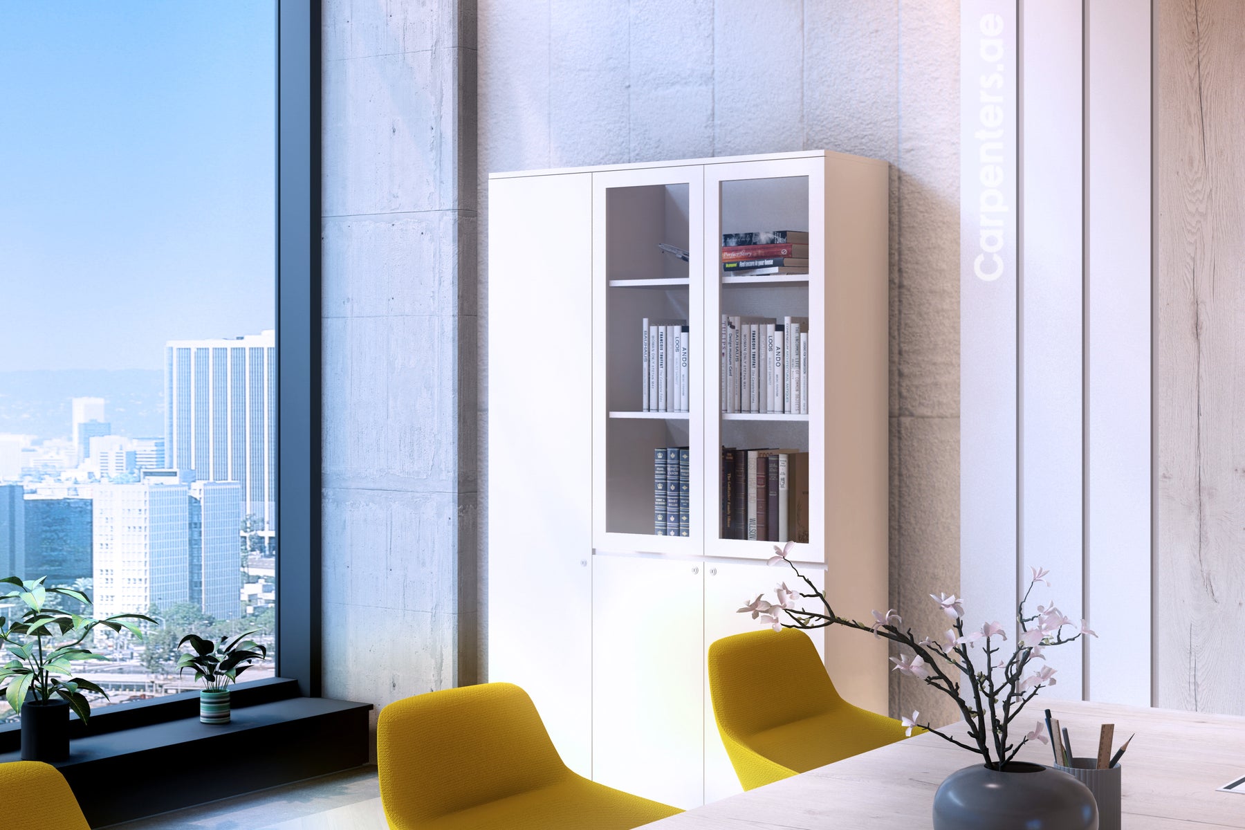 FACE Full-height filing cabinet - 2x Half Glass & half shutter+ 1x Full shutter