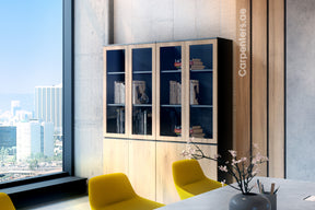 FACE Full-height filing cabinet - Half glass + Half Shutter