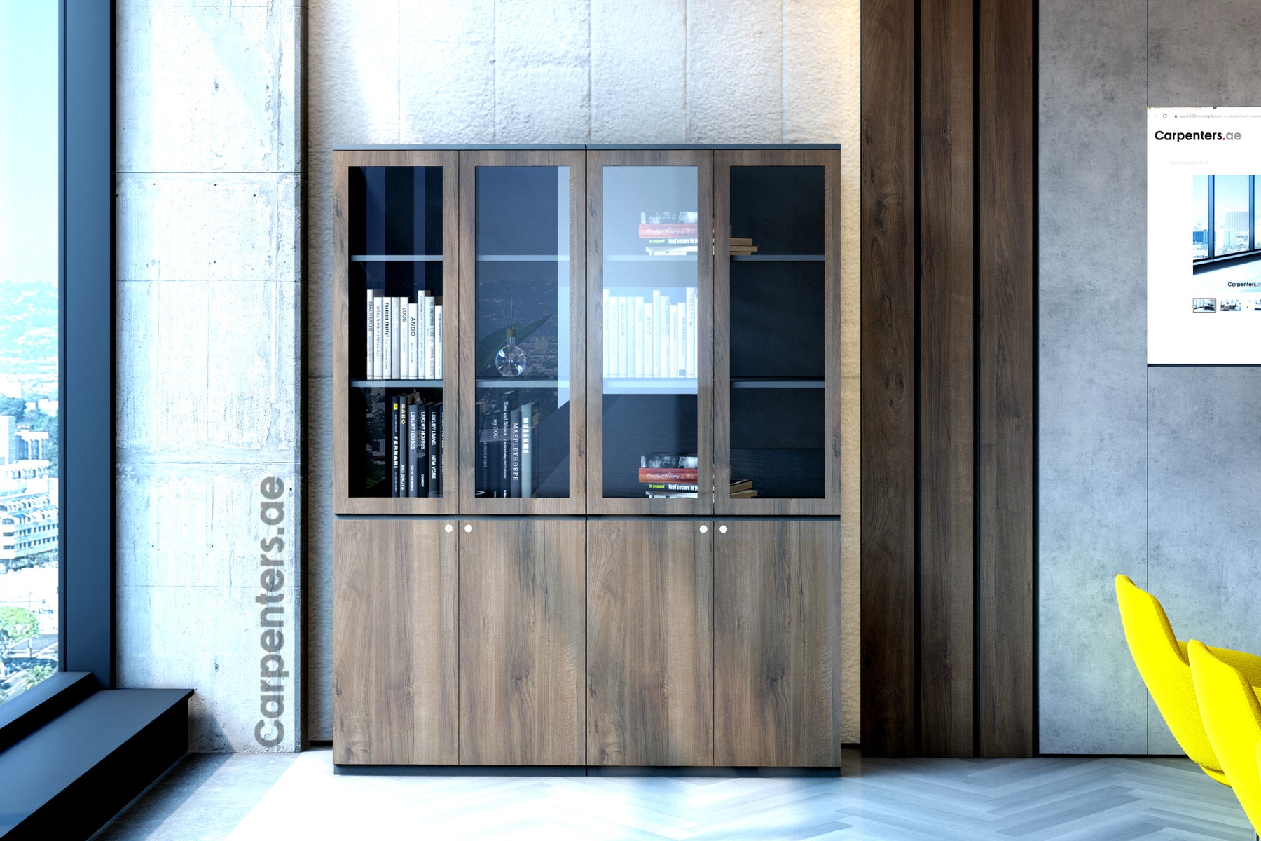 FACE Full-height filing cabinet - Half glass + Half Shutter