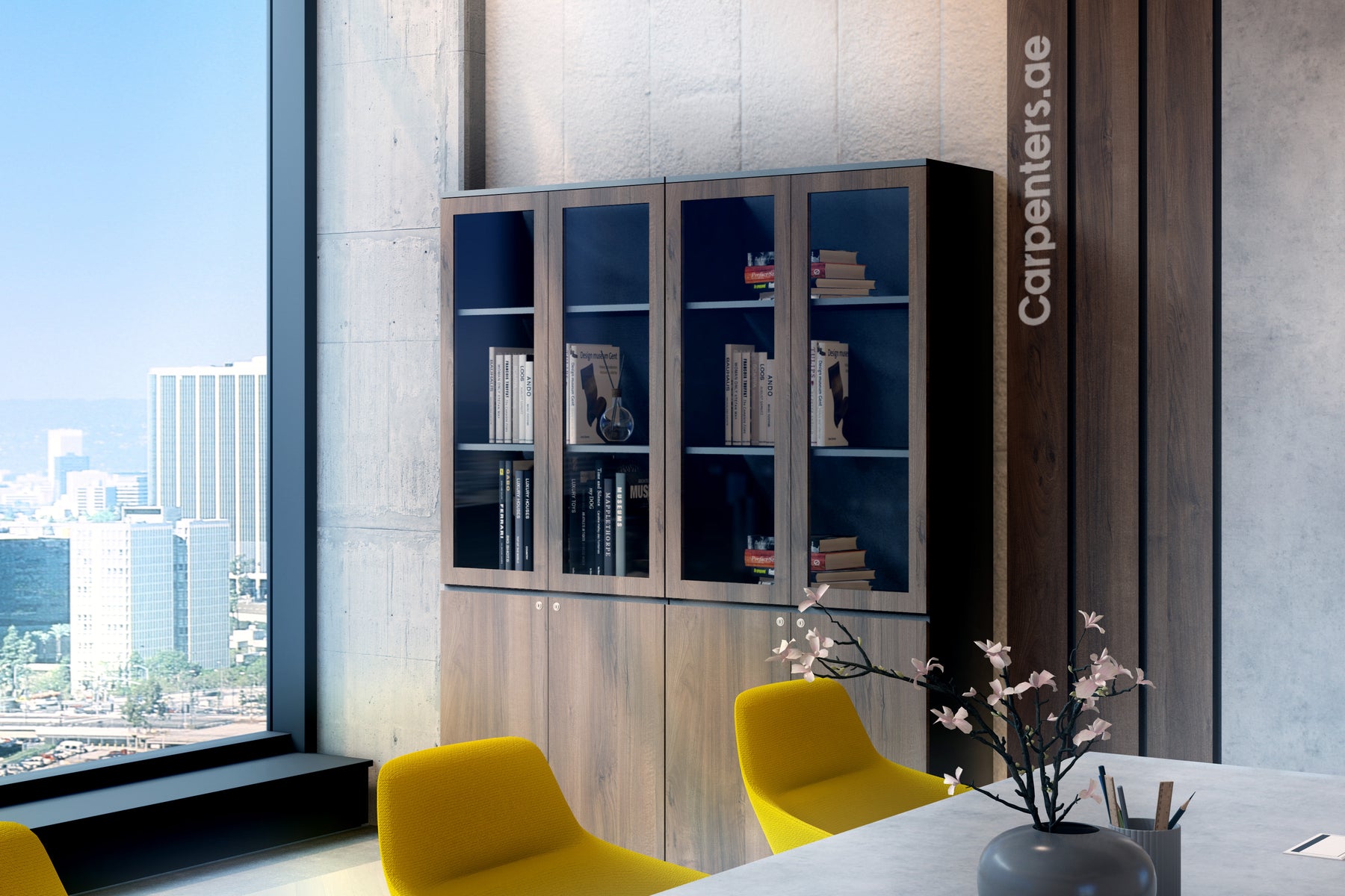 FACE Full-height filing cabinet - Half glass + Half Shutter