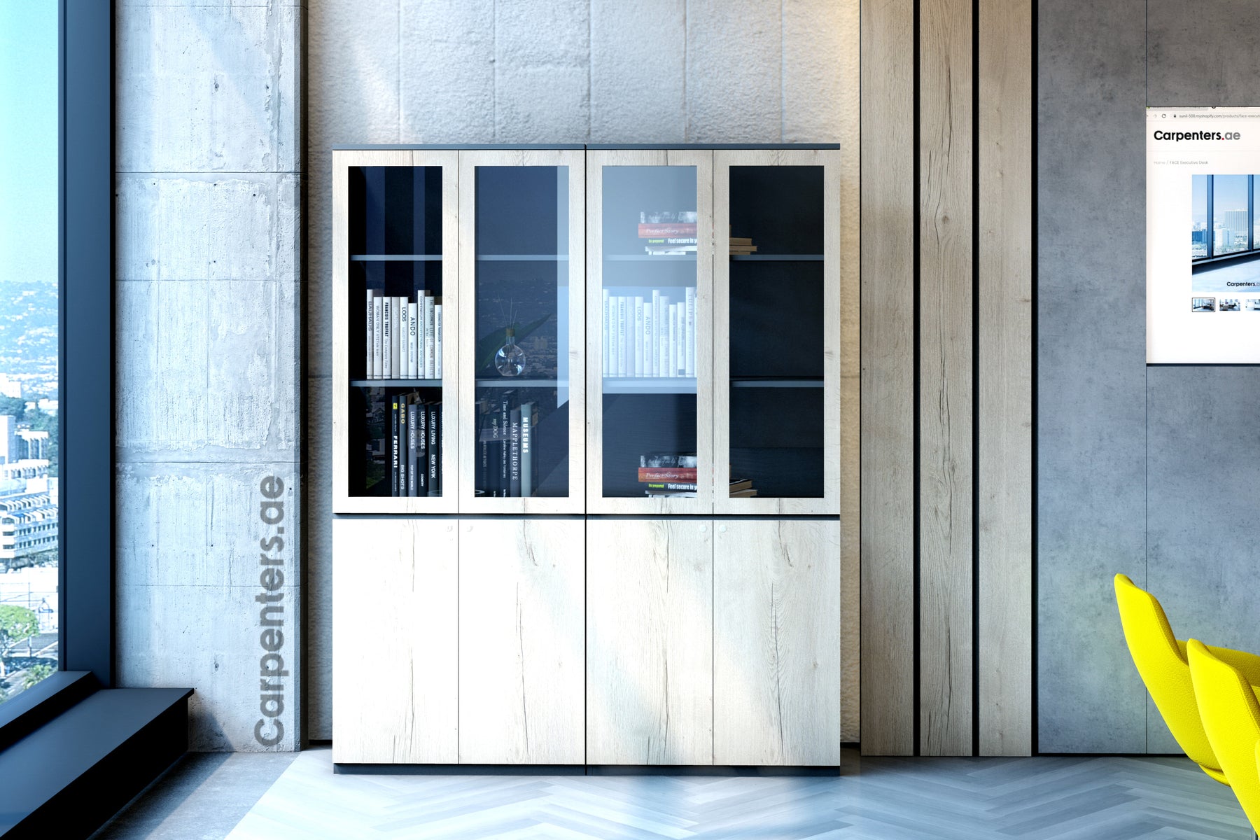 FACE Full-height filing cabinet - Half glass + Half Shutter