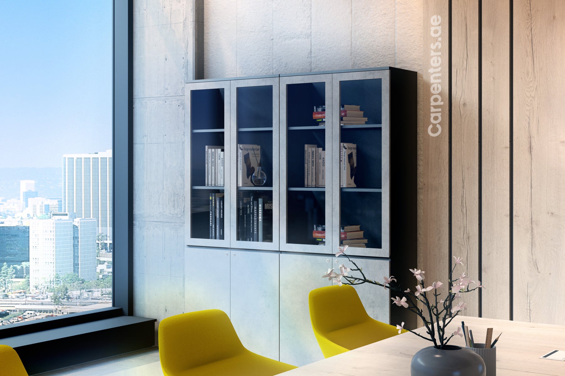 FACE Full-height filing cabinet - Half glass + Half Shutter