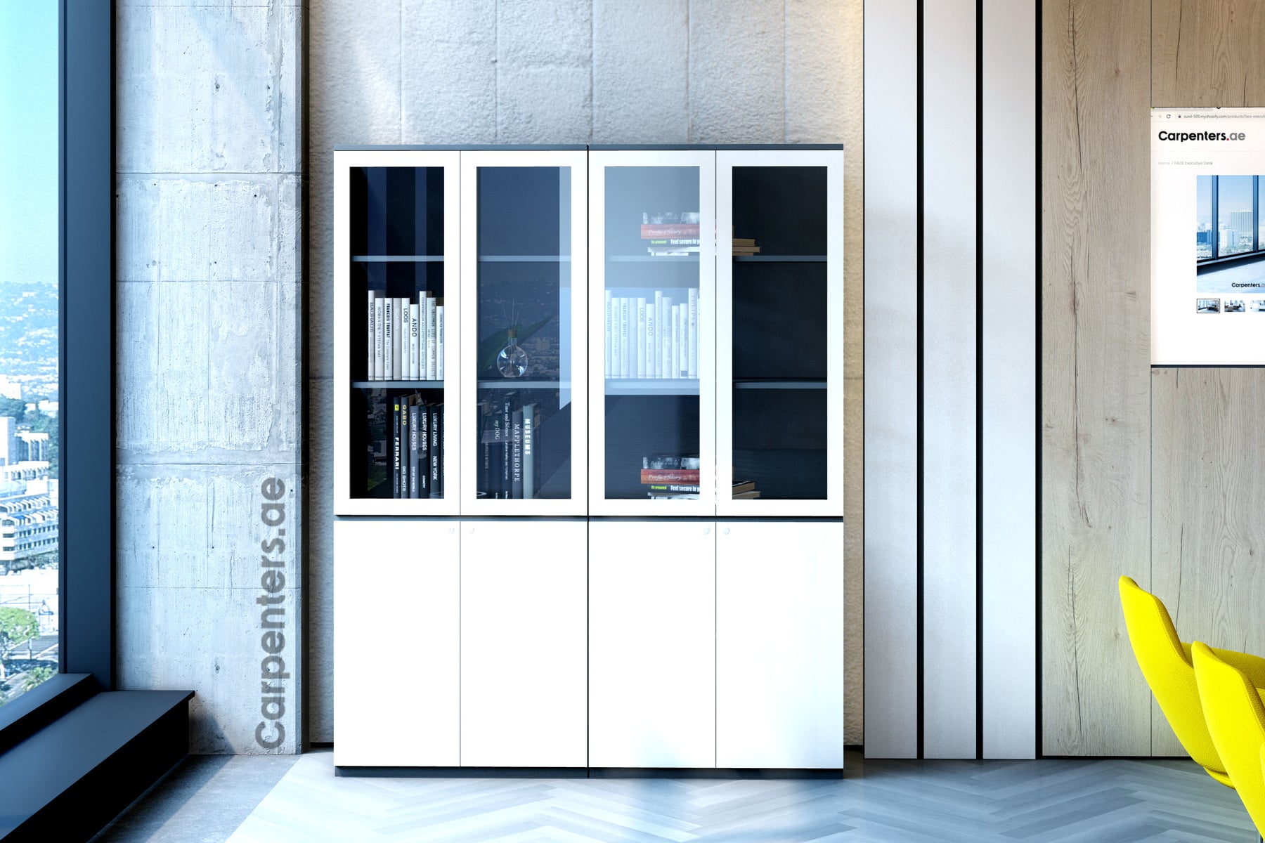 FACE Full-height filing cabinet - Half glass + Half Shutter