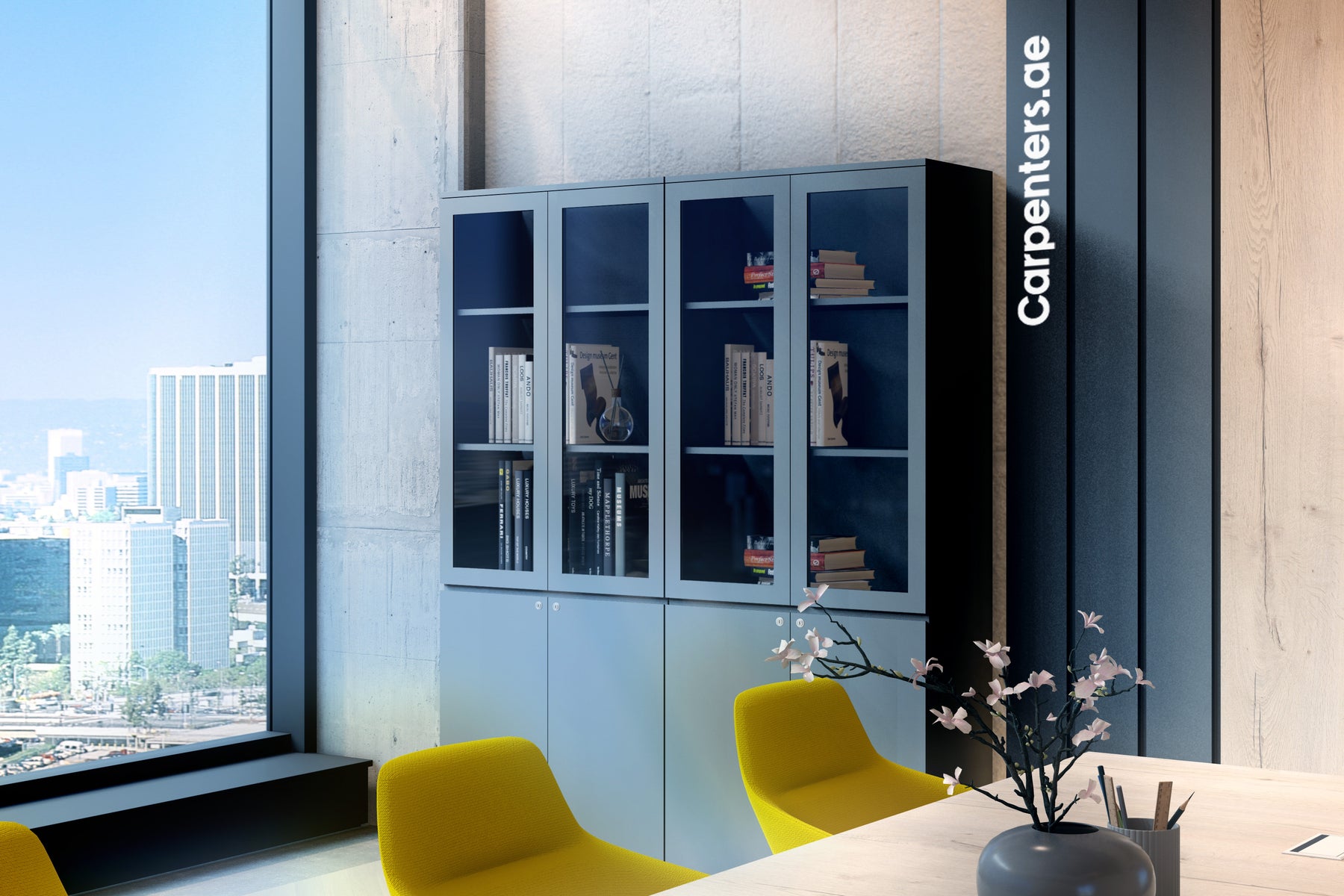 FACE Full-height filing cabinet - Half glass + Half Shutter