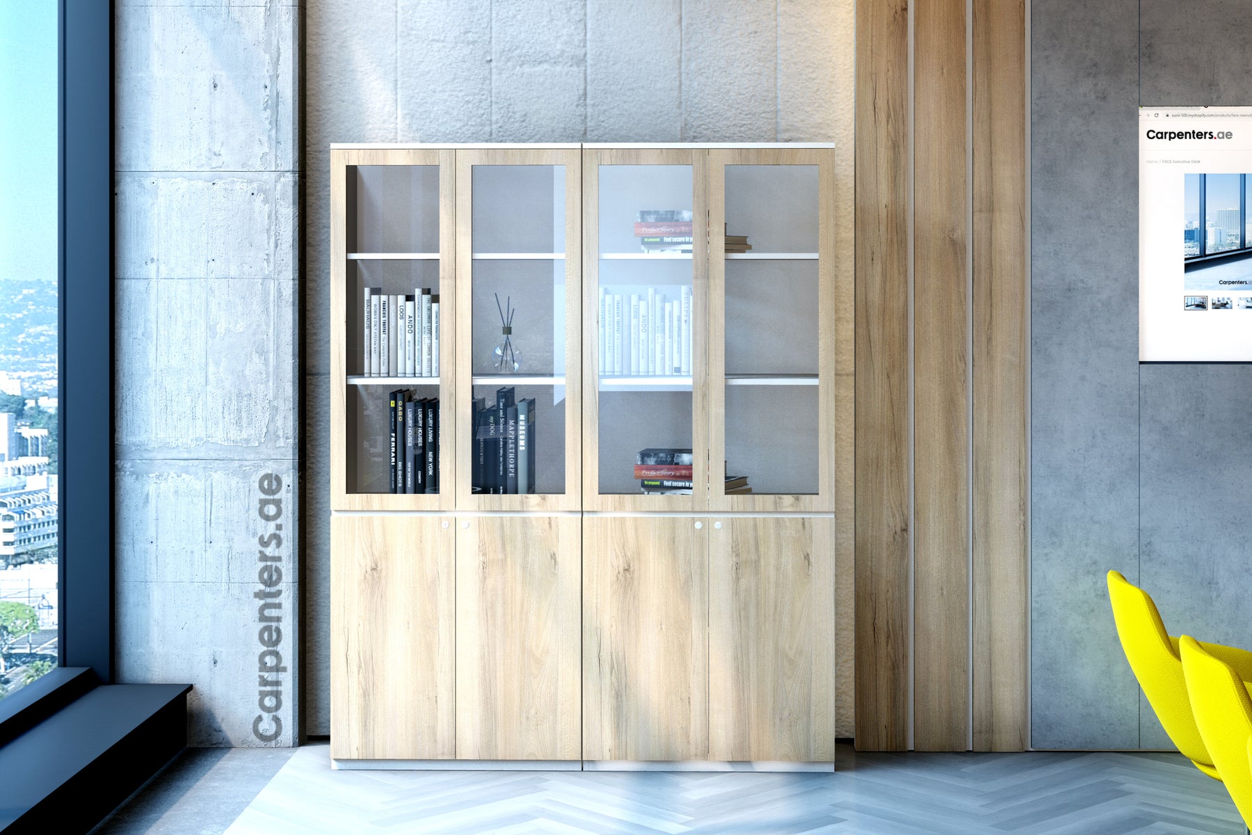 FACE Full-height filing cabinet - Half glass + Half Shutter