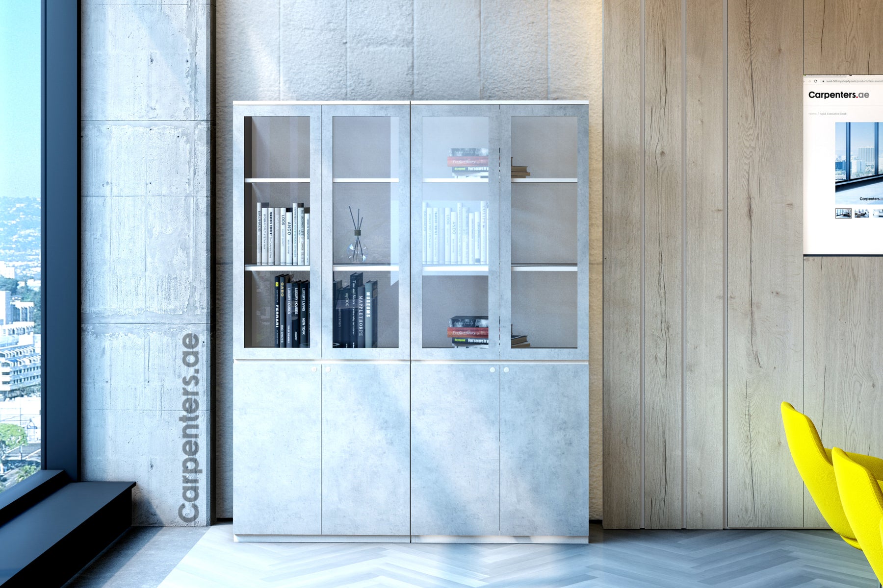 FACE Full-height filing cabinet - Half glass + Half Shutter