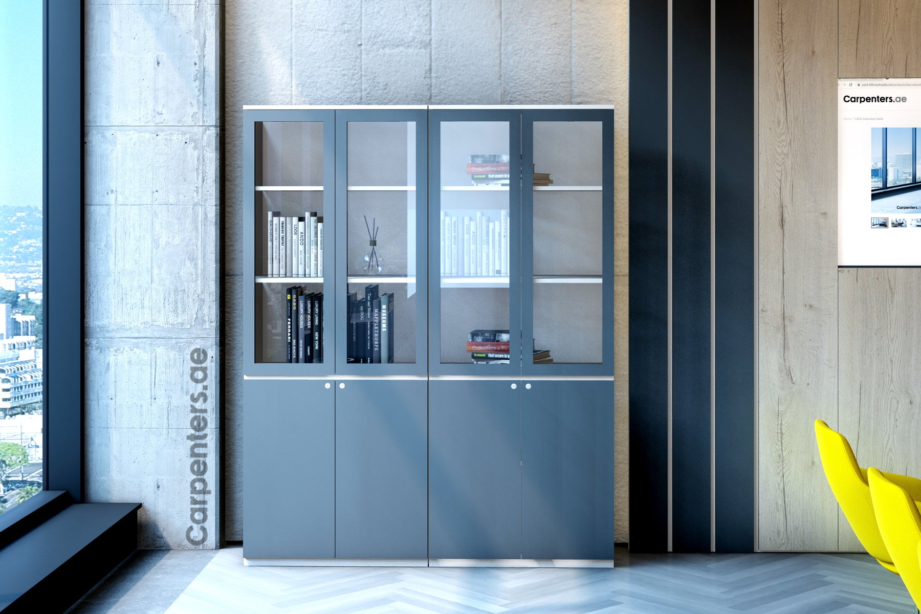 FACE Full-height filing cabinet - Half glass + Half Shutter