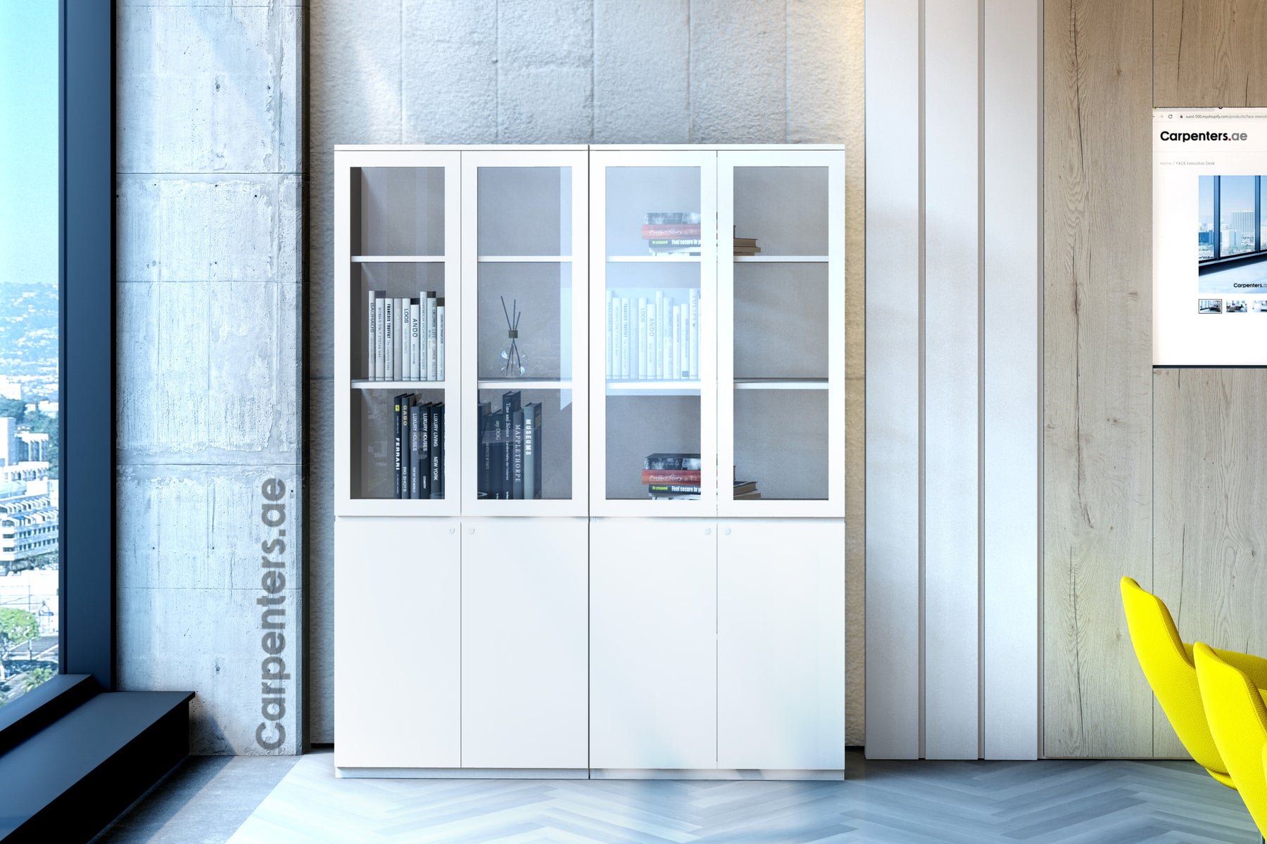 FACE Full-height filing cabinet - Half glass + Half Shutter