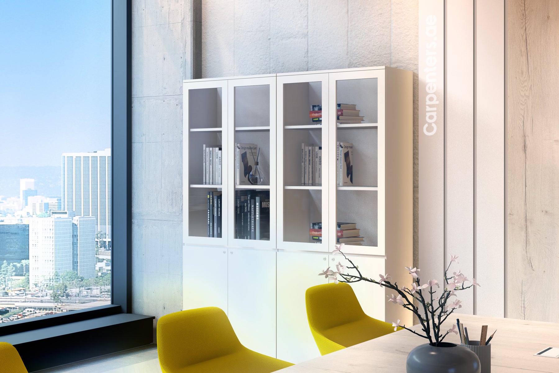 FACE Full-height filing cabinet - Half glass + Half Shutter