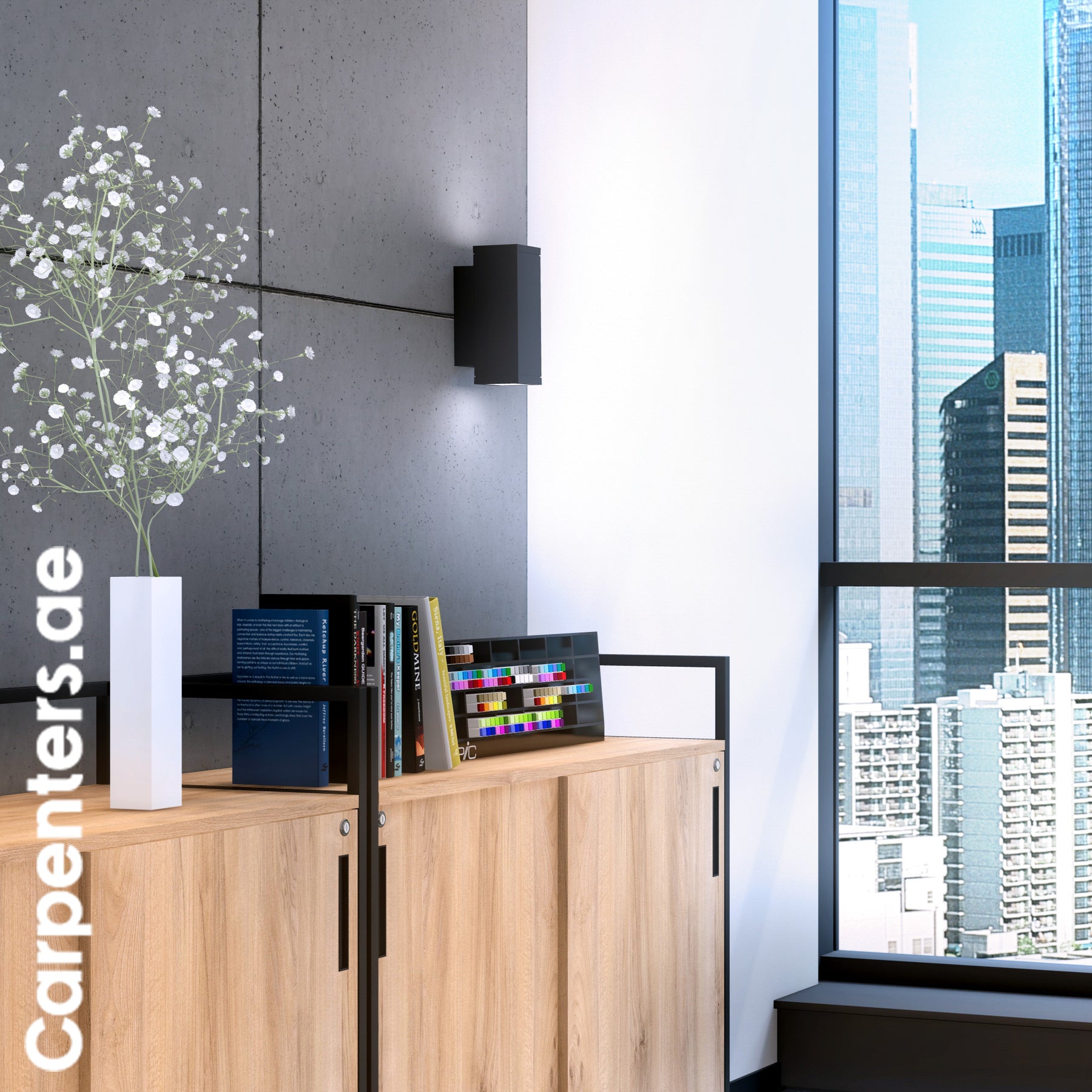 SKETCH Low-height Filing cabinet - Sliding shutter