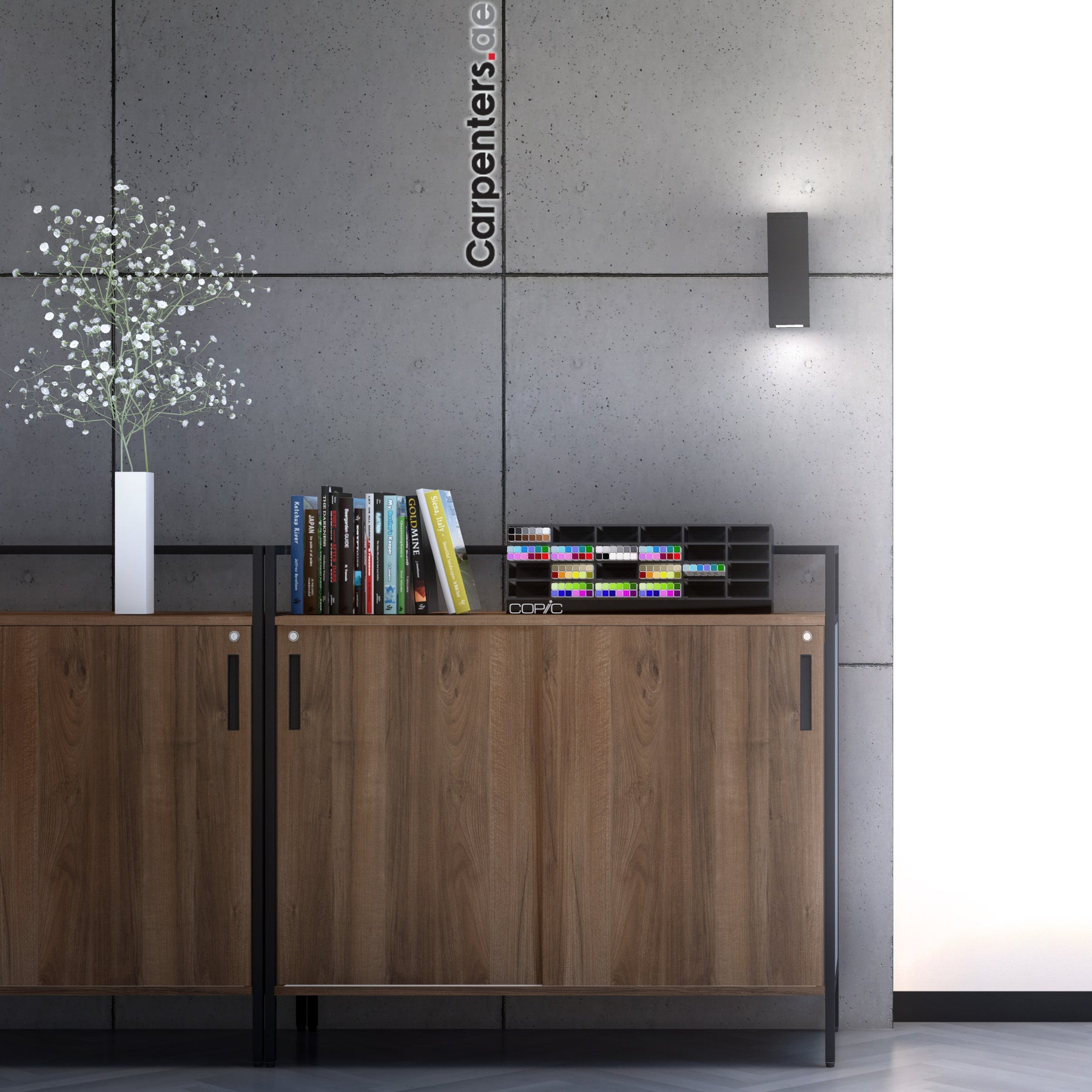 SKETCH Low-height Filing cabinet - Sliding shutter