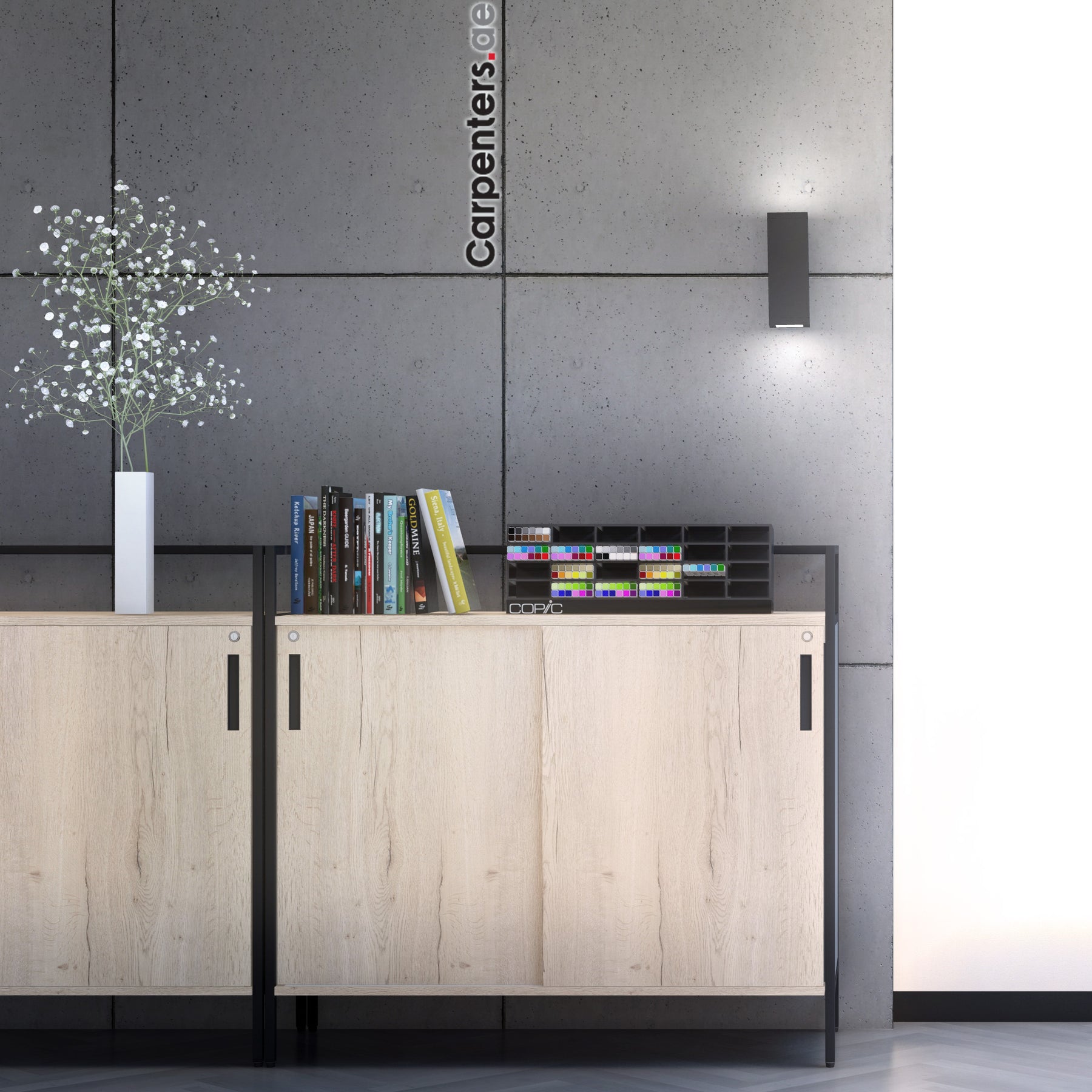 SKETCH Low-height Filing cabinet - Sliding shutter