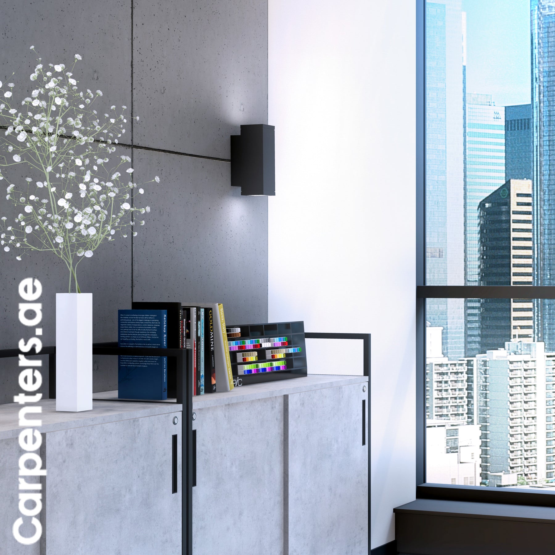 SKETCH Low-height Filing cabinet - Sliding shutter
