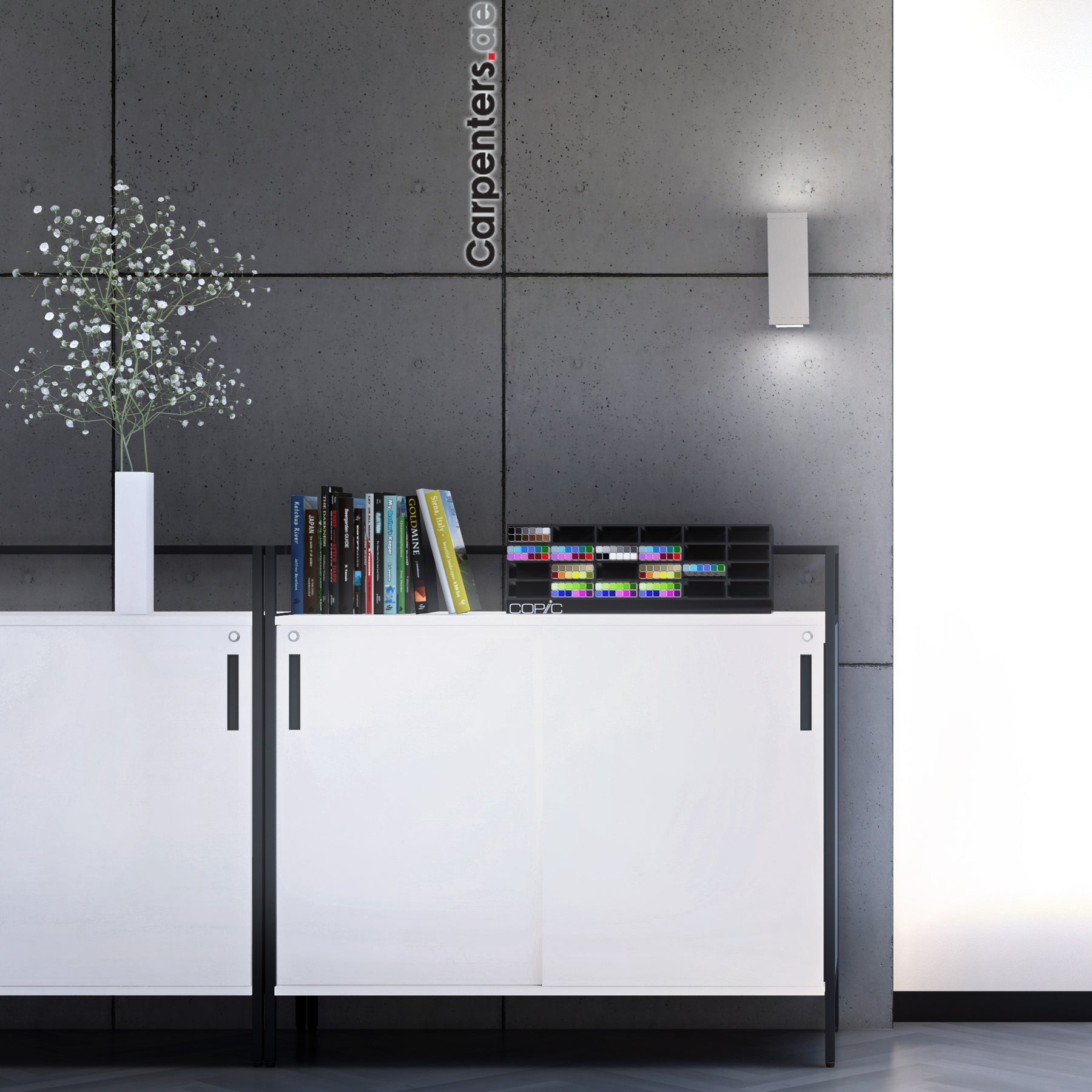 SKETCH Low-height Filing cabinet - Sliding shutter