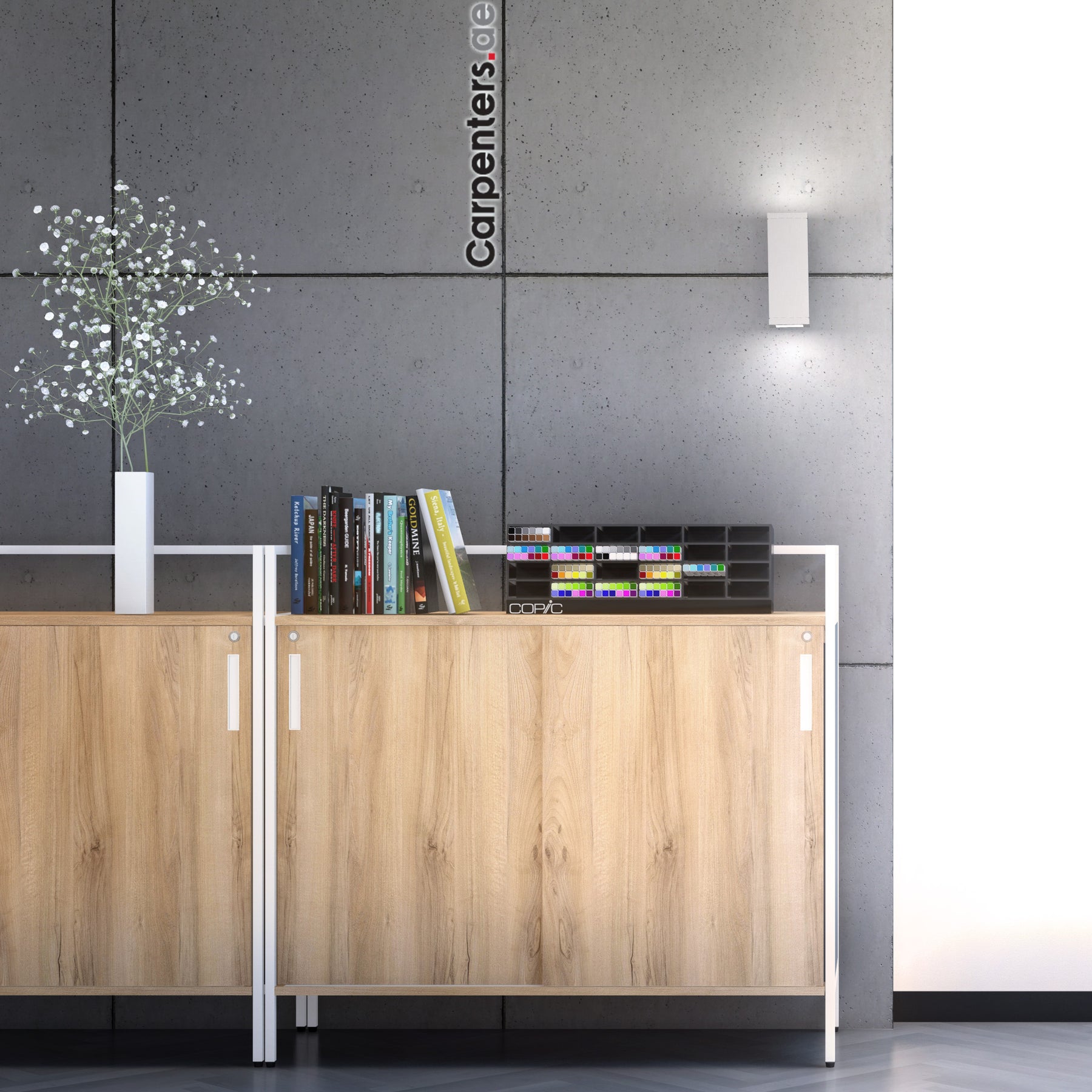 SKETCH Low-height Filing cabinet - Sliding shutter