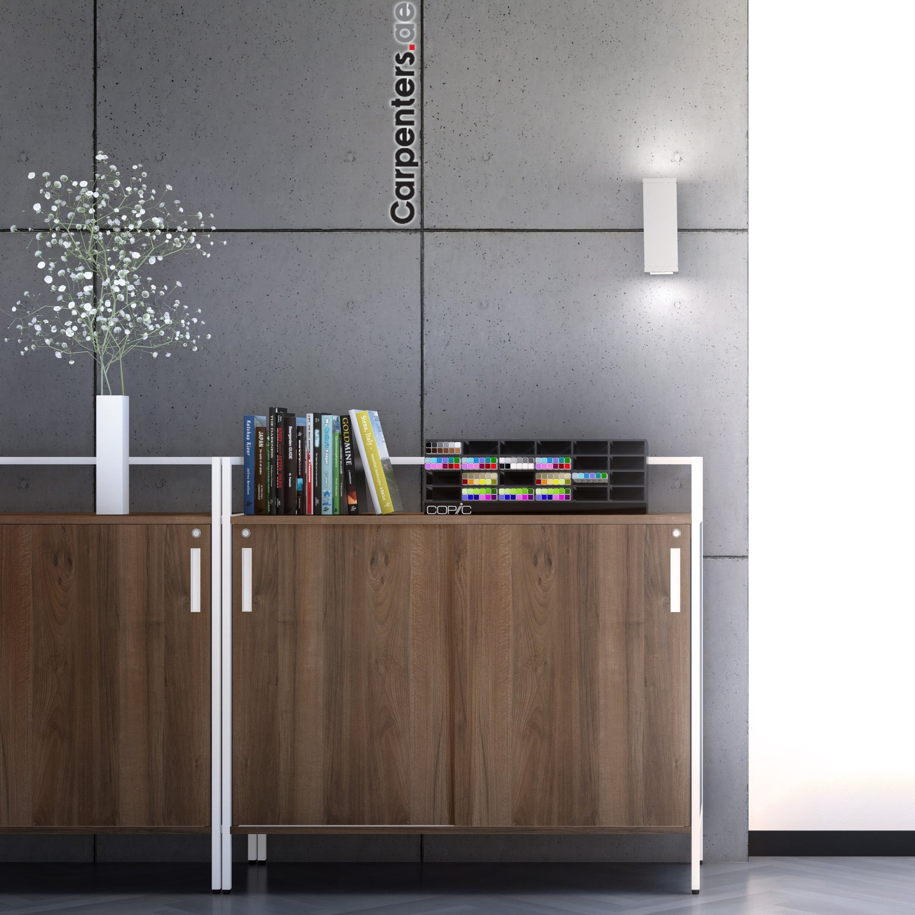 SKETCH Low-height Filing cabinet - Sliding shutter
