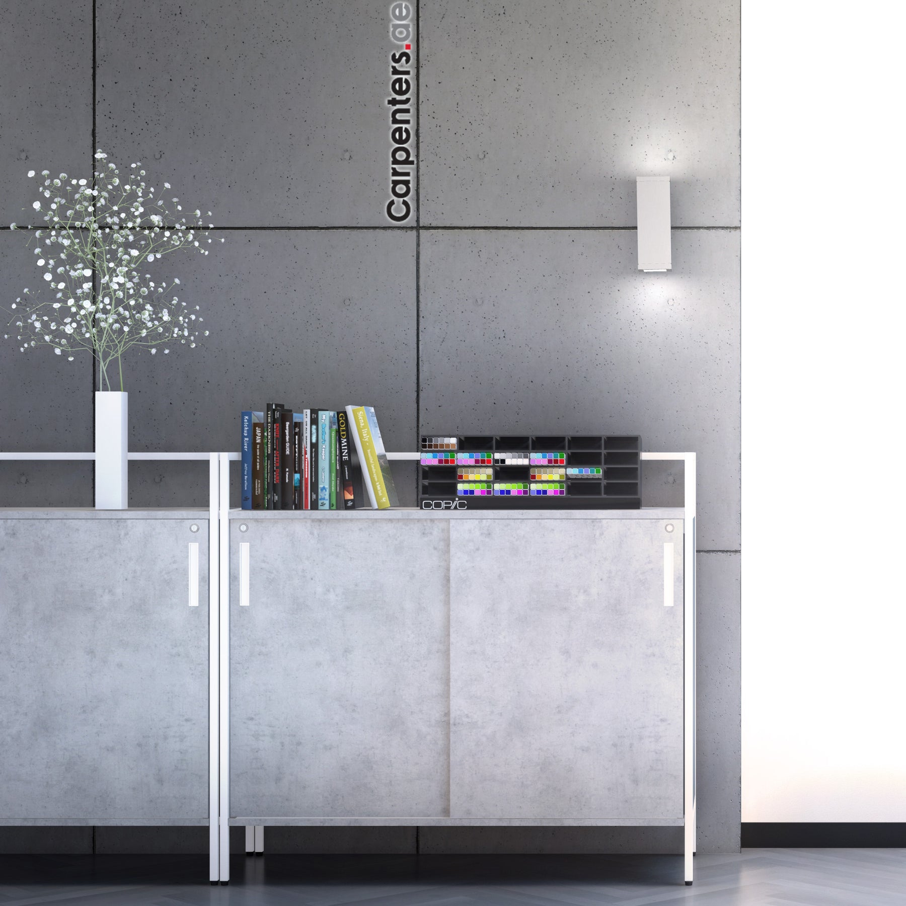 SKETCH Low-height Filing cabinet - Sliding shutter