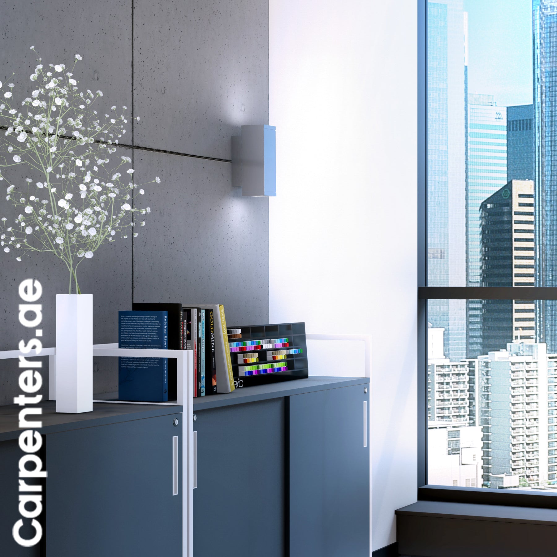 SKETCH Low-height Filing cabinet - Sliding shutter