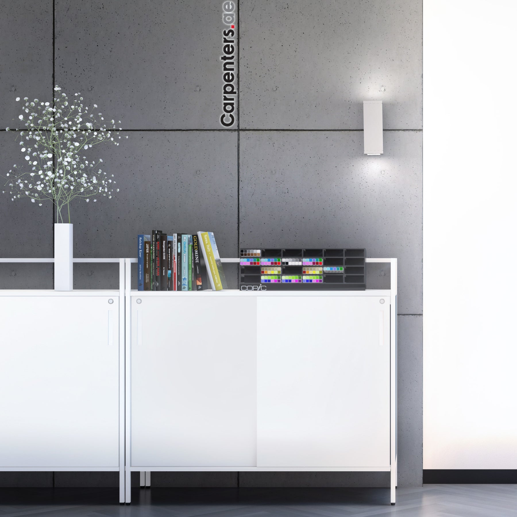 SKETCH Low-height Filing cabinet - Sliding shutter