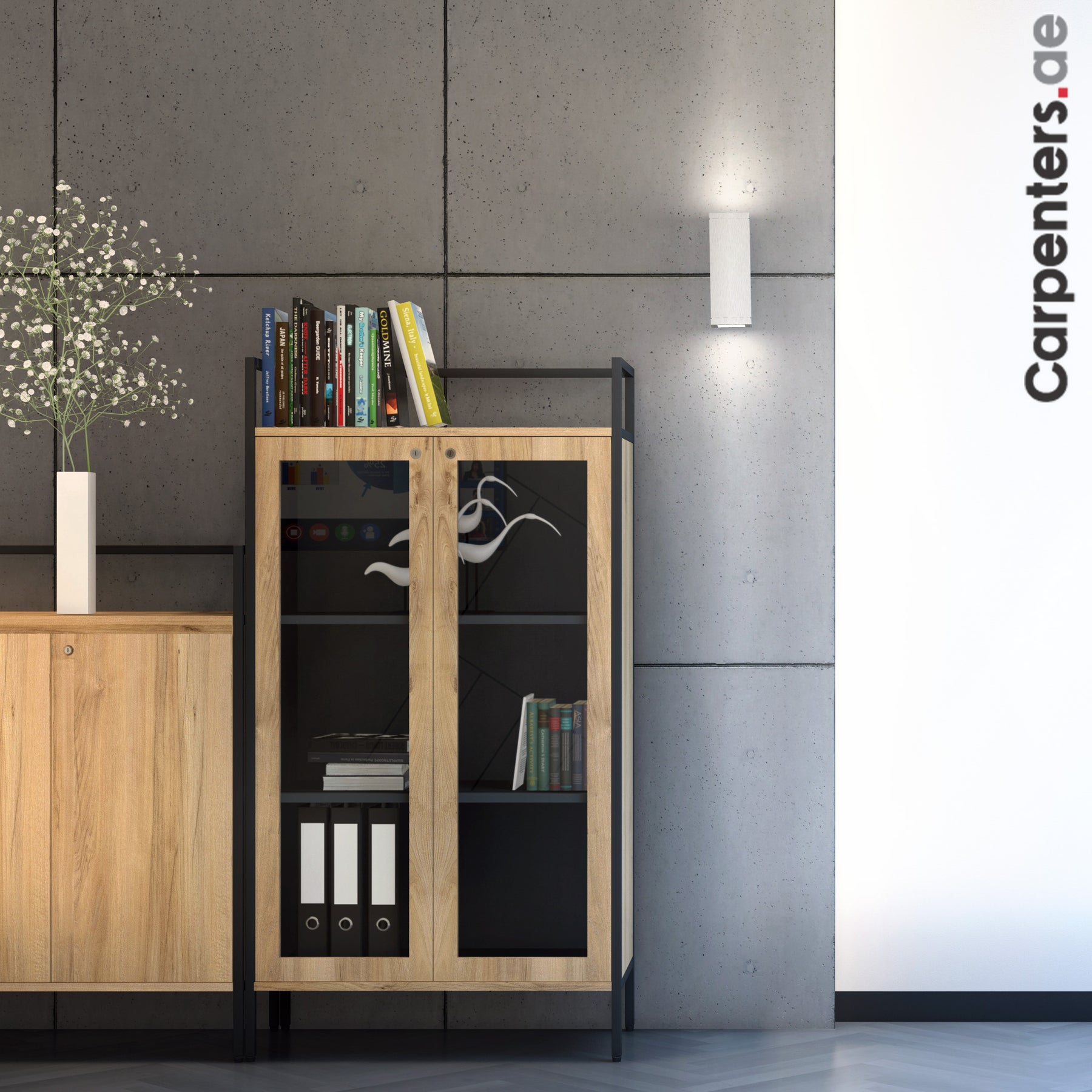 SKETCH Mid-height Filing cabinet with Glass Shutter